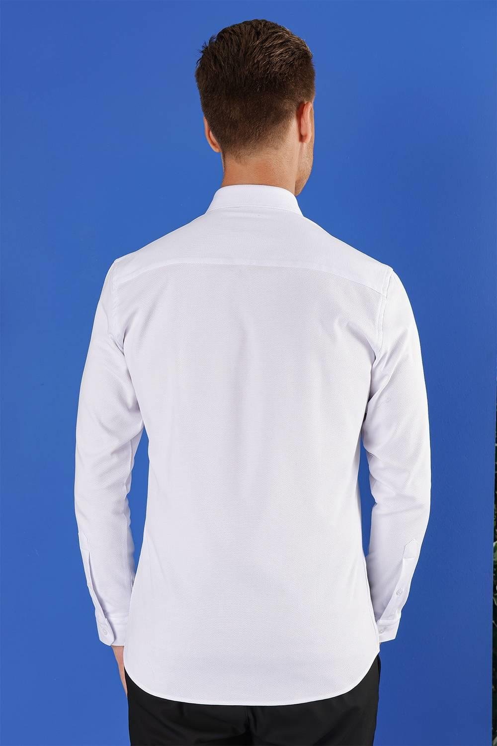 GK 687 Slim Fit Beyaz Klasik Gömlek
