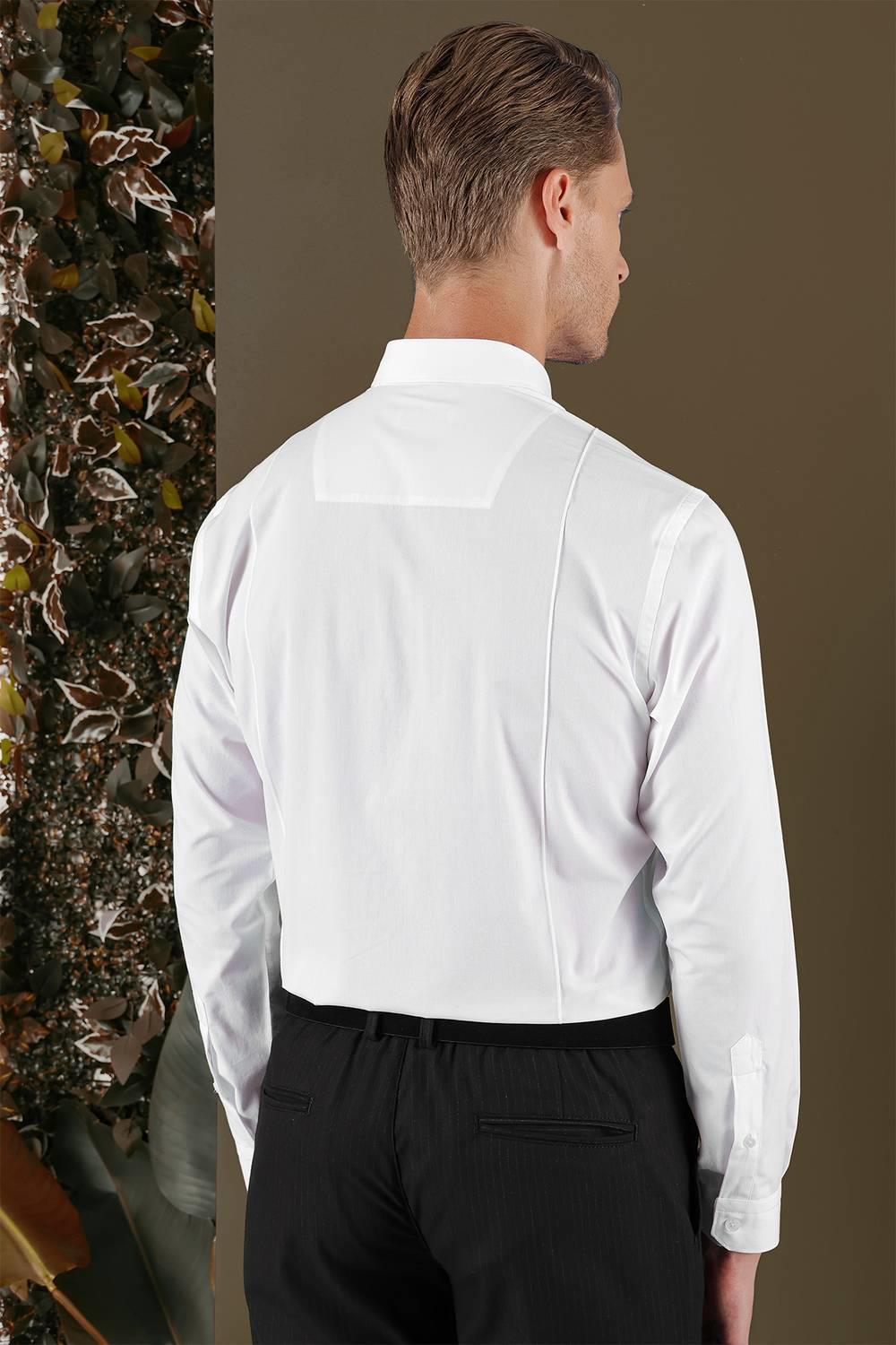 GK 691 Slim Fit Beyaz Klasik Gömlek