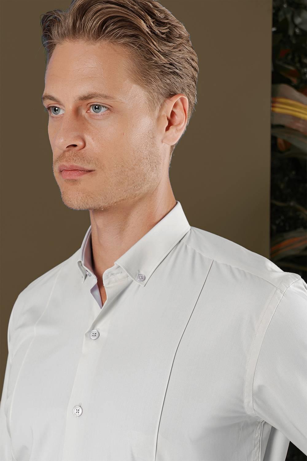 GK 691 Slim Fit Mavi Klasik Gömlek