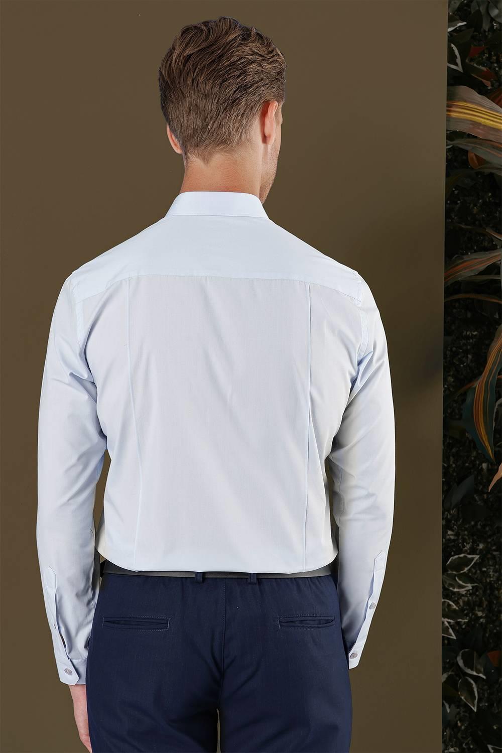 GK 691 Slim Fit Mavi Klasik Gömlek