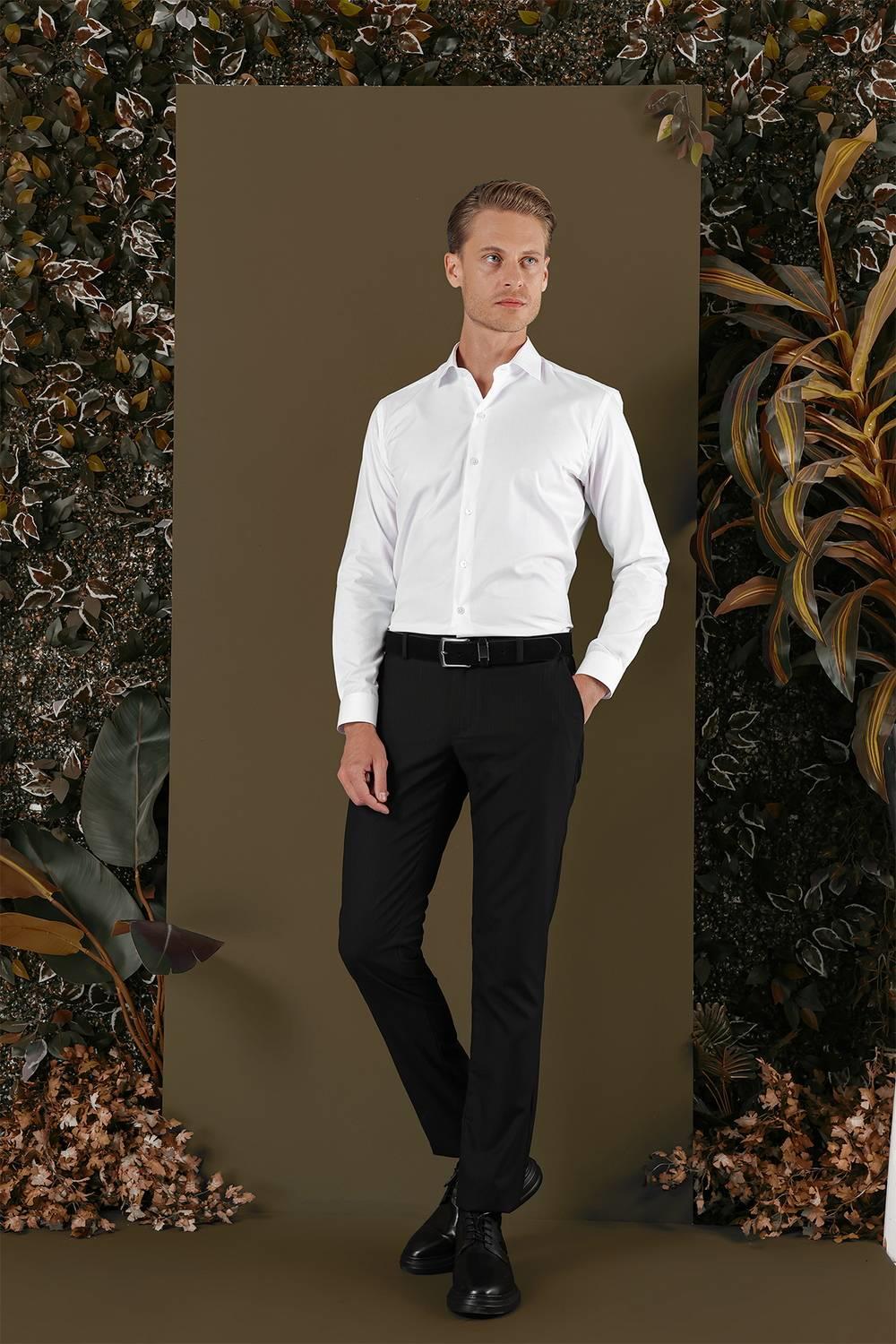 GK 705 Slim Fit Beyaz Klasik Gömlek
