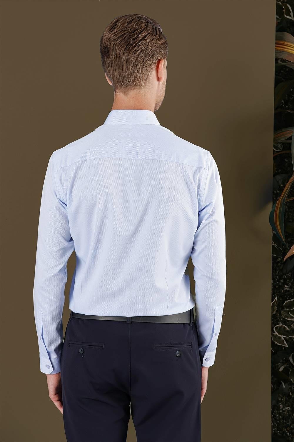 GK 706 Slim Fit Mavi Klasik Gömlek