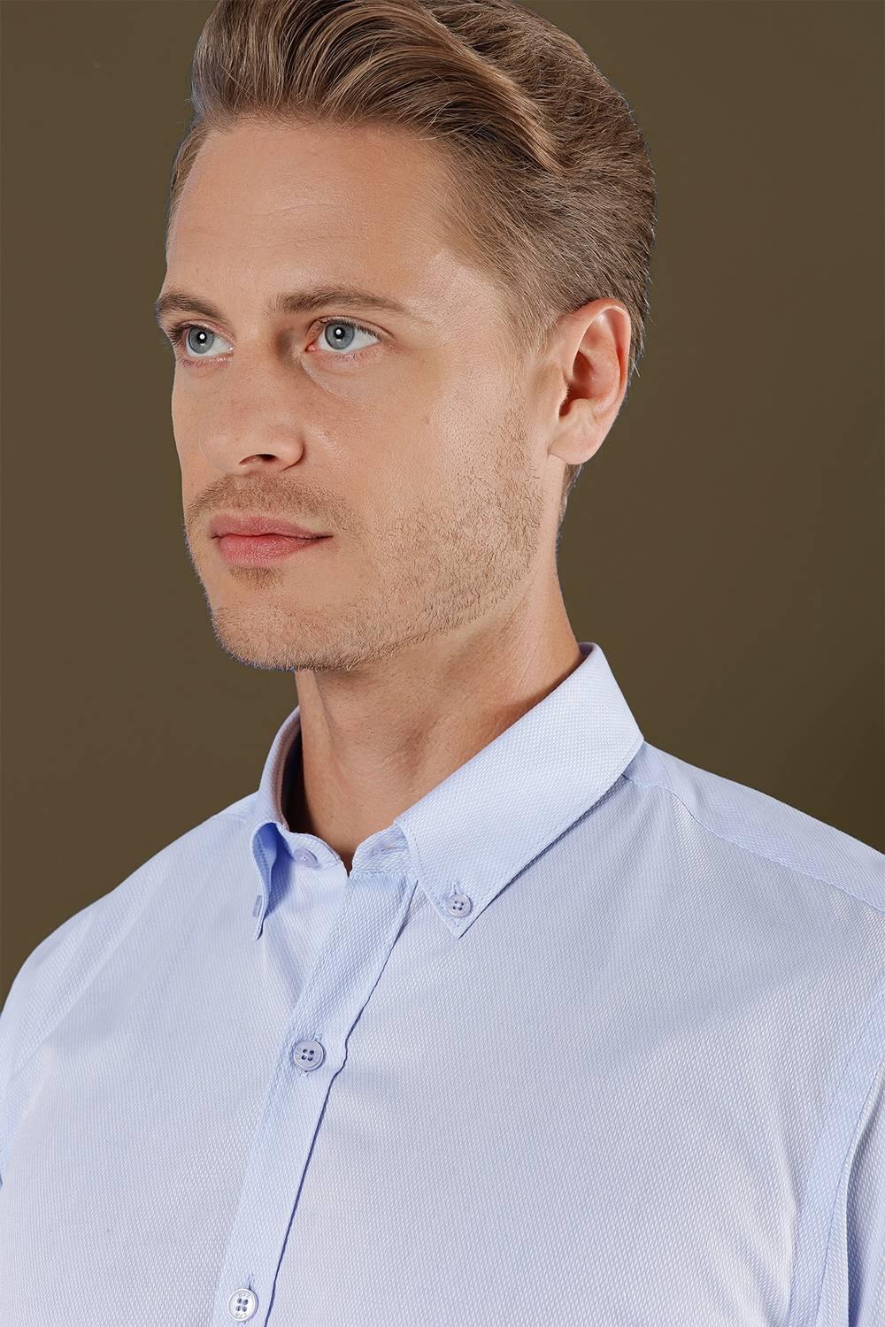 GK 706 Slim Fit Mavi Klasik Gömlek