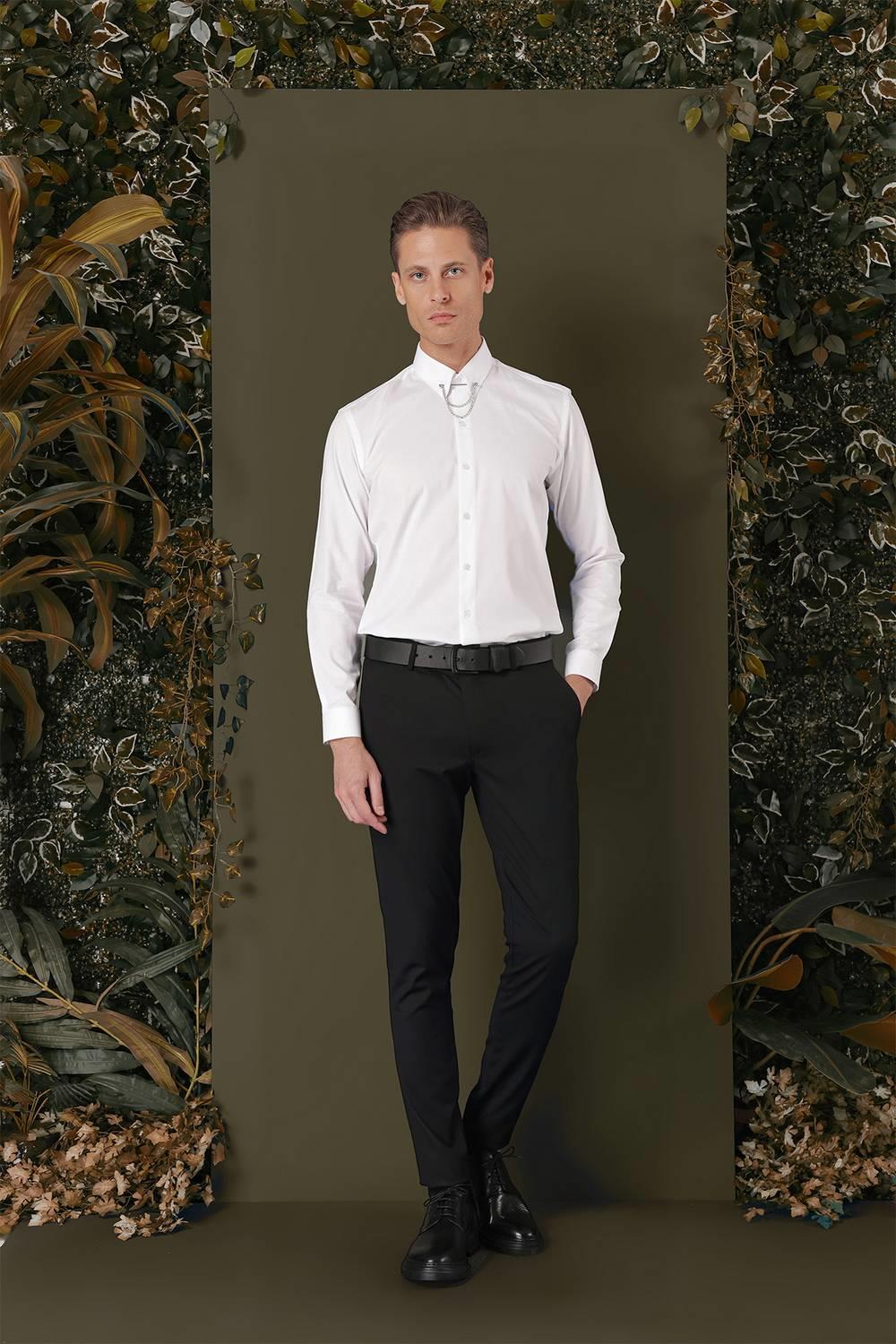 GK 707 Slim Fit Beyaz Klasik Gömlek