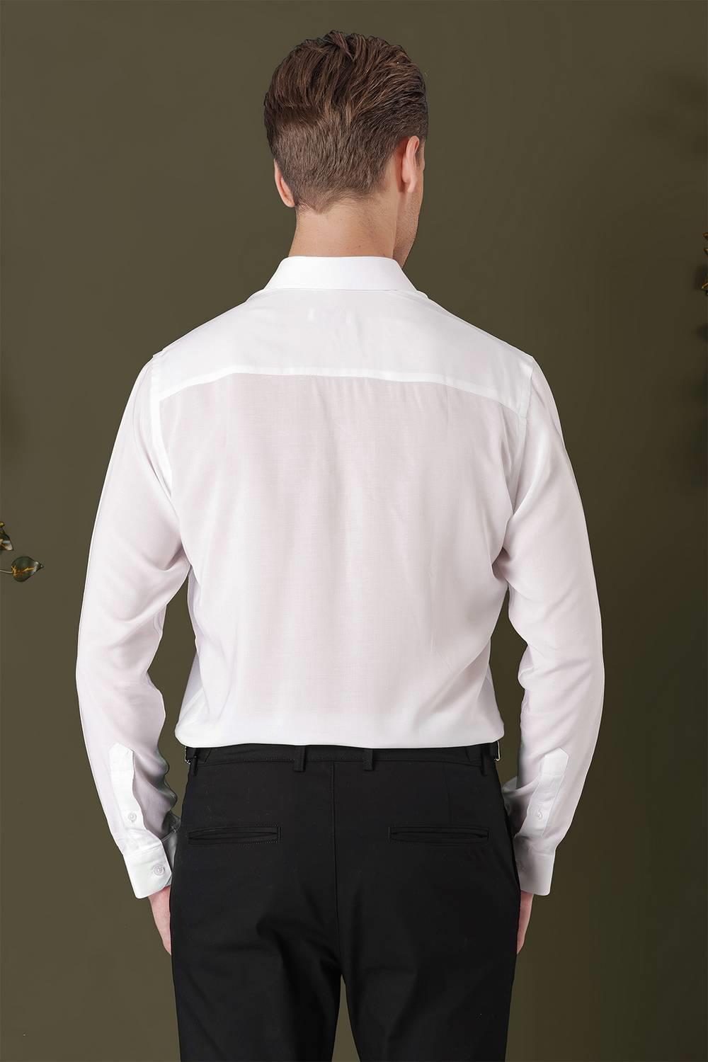 GK 709 Slim Fit Beyaz 1 Klasik Gömlek