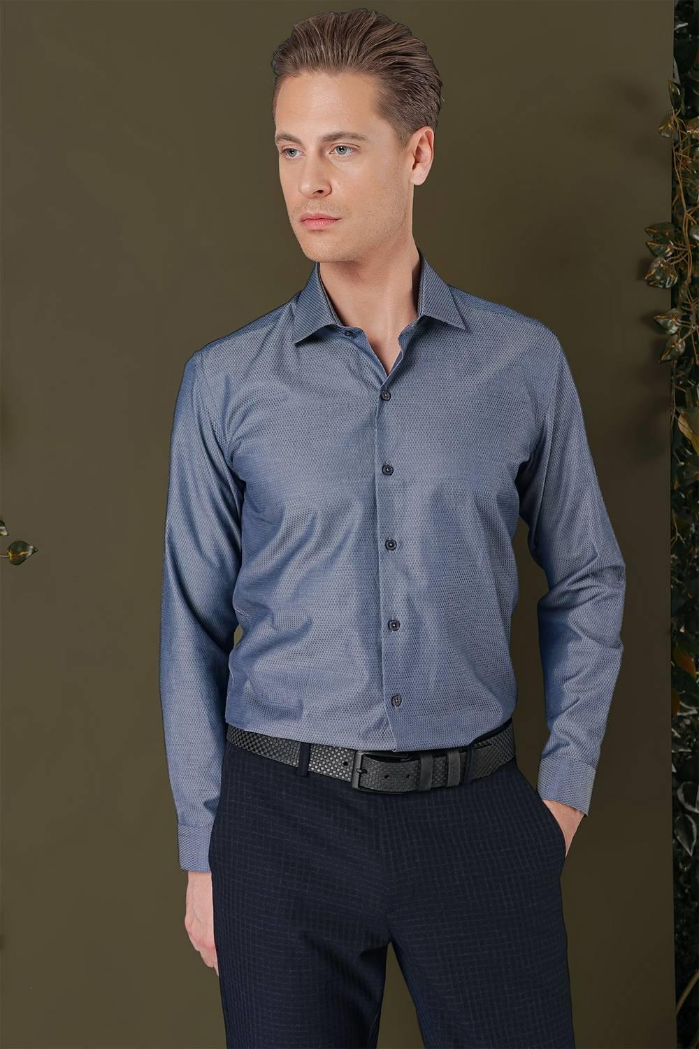 GK 709 Slim Fit Füme Klasik Gömlek