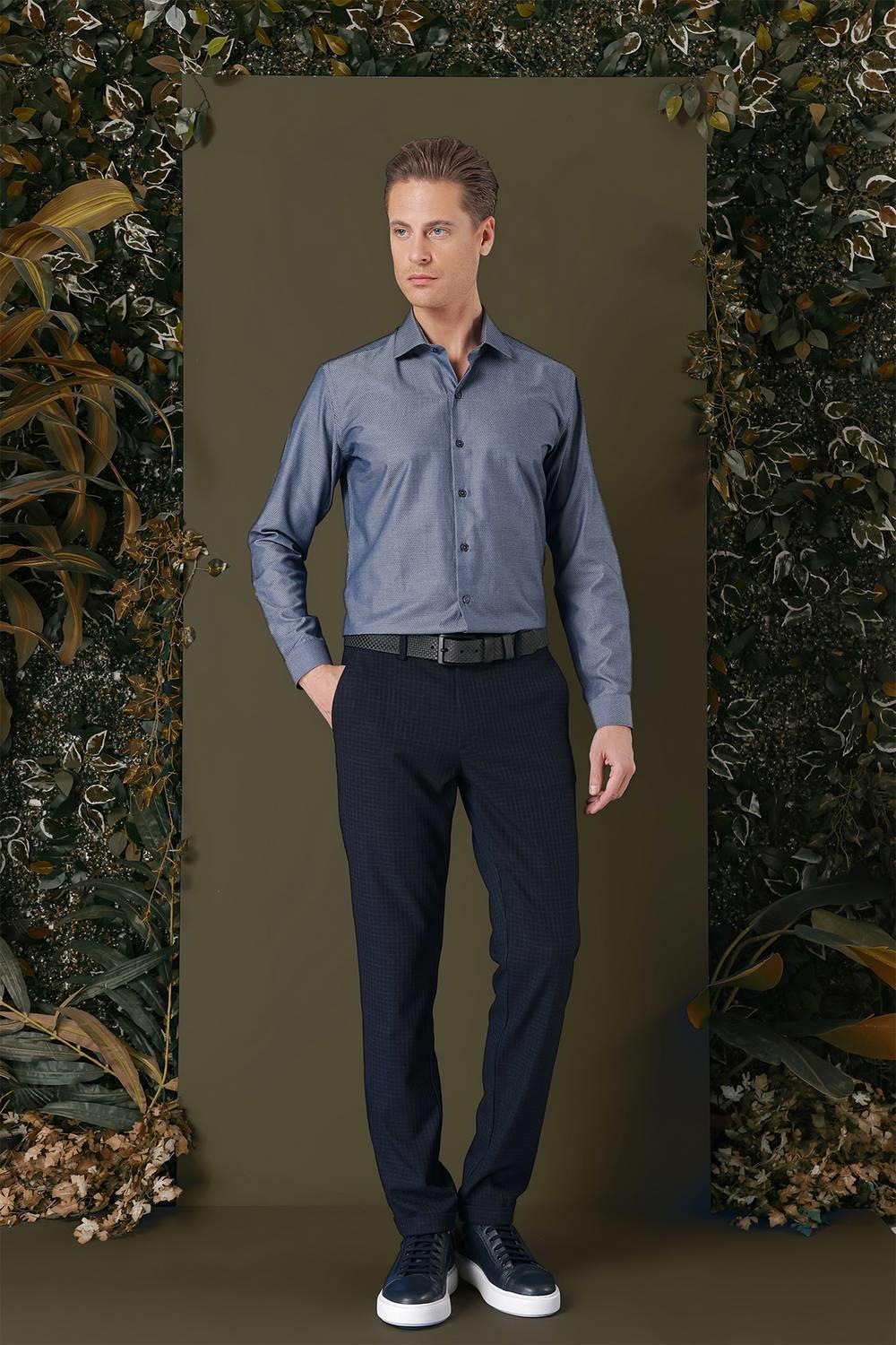 GK 709 Slim Fit Füme Klasik Gömlek