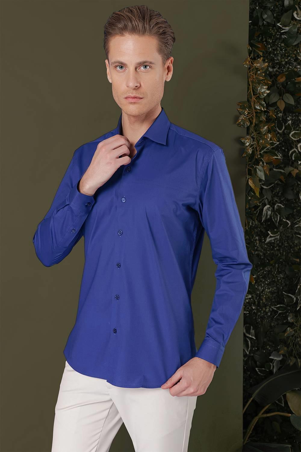 GK 709 Slim Fit Gece Mavisi Klasik Gömlek