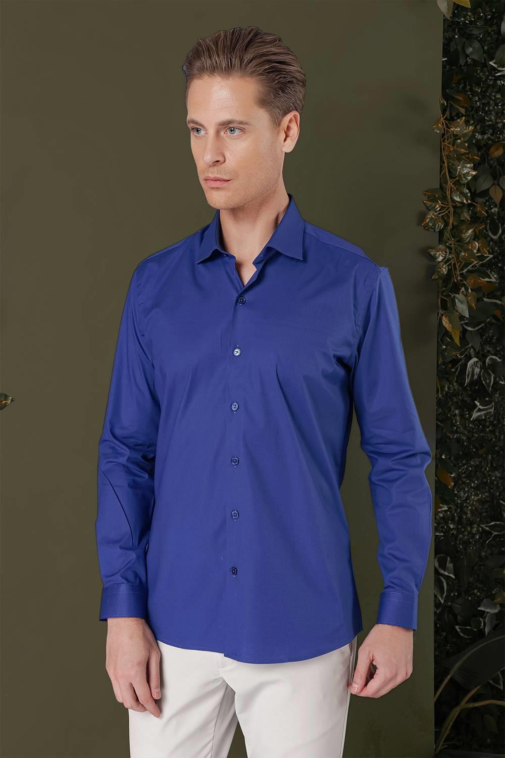 GK 709 Slim Fit Gece Mavisi Klasik Gömlek