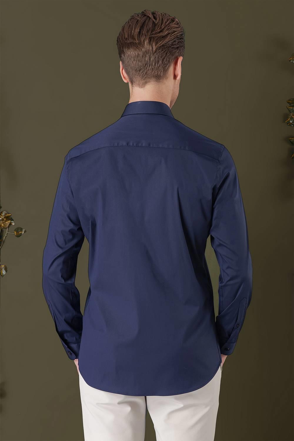 GK 709 Slim Fit Lacivert Klasik Gömlek