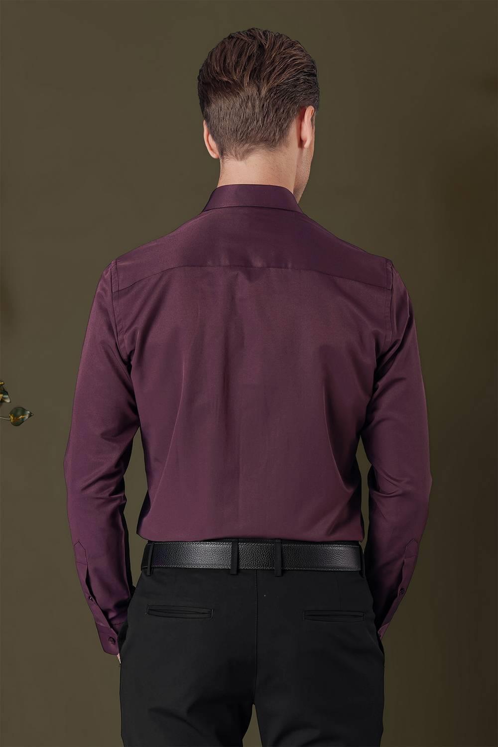 GK 709 Slim Fit Mürdüm Klasik Gömlek