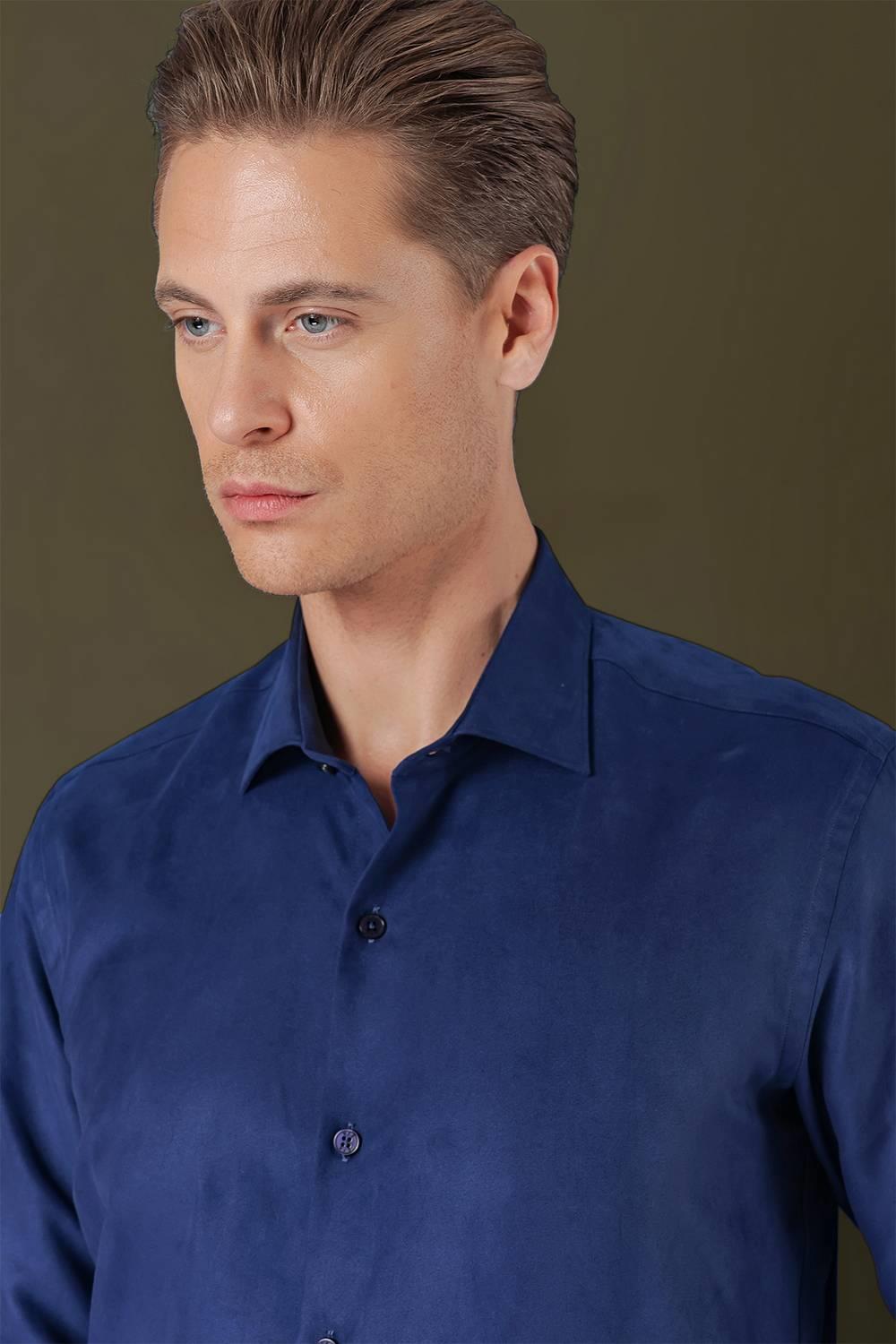 GK 709 Slim Fit Saks Klasik Gömlek