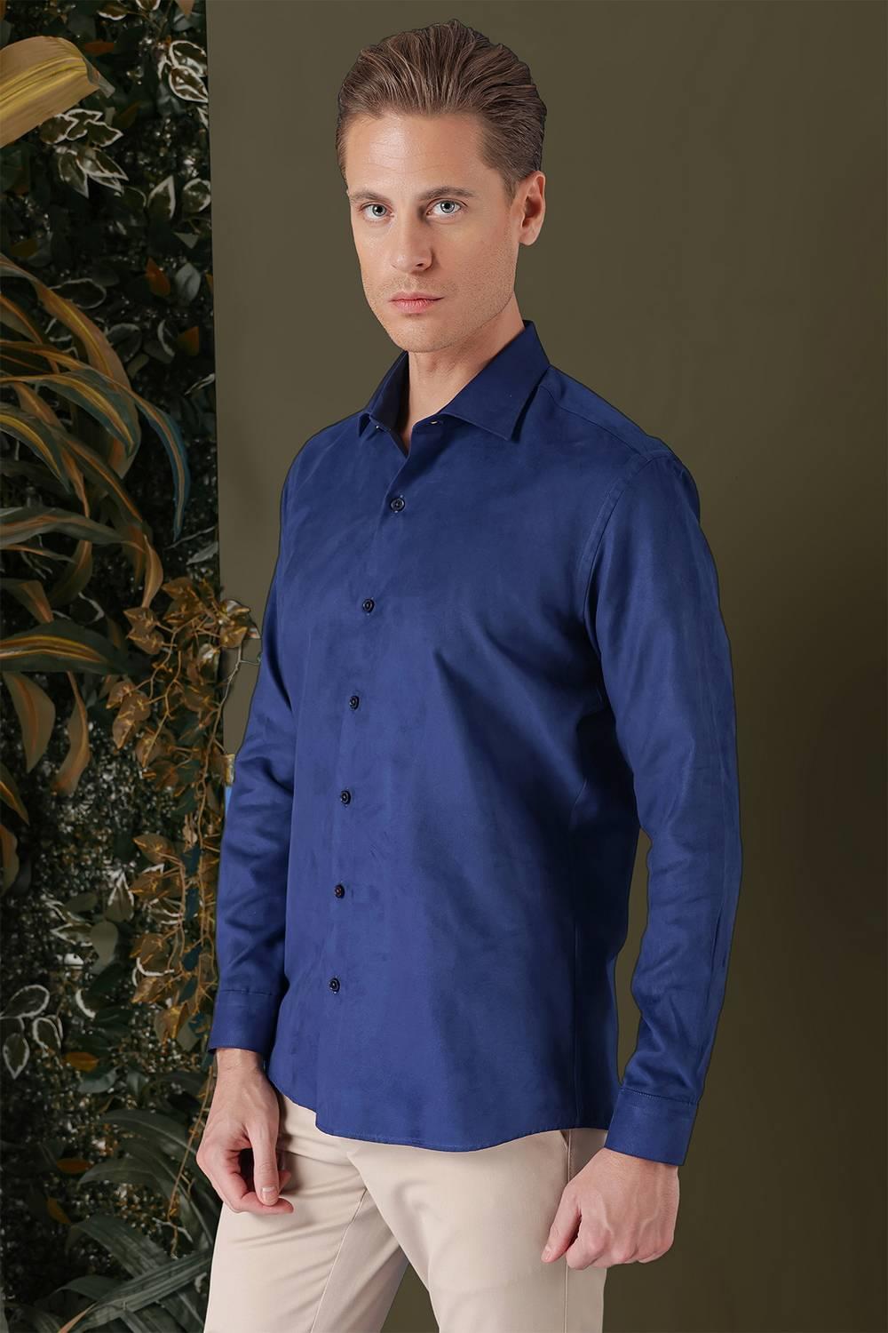 GK 709 Slim Fit Saks Klasik Gömlek