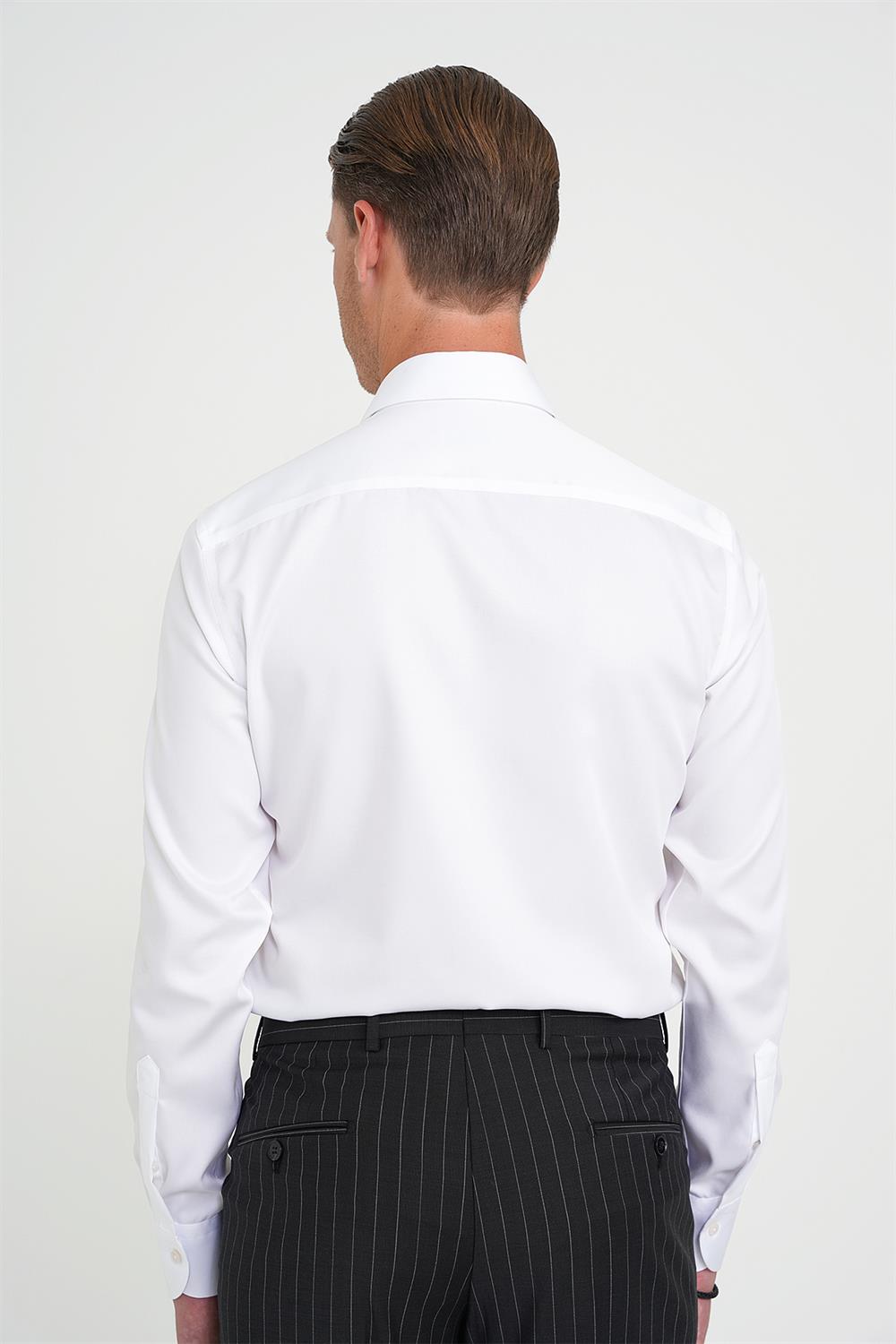 GK 734 Slim Fit Beyaz Klasik Gömlek