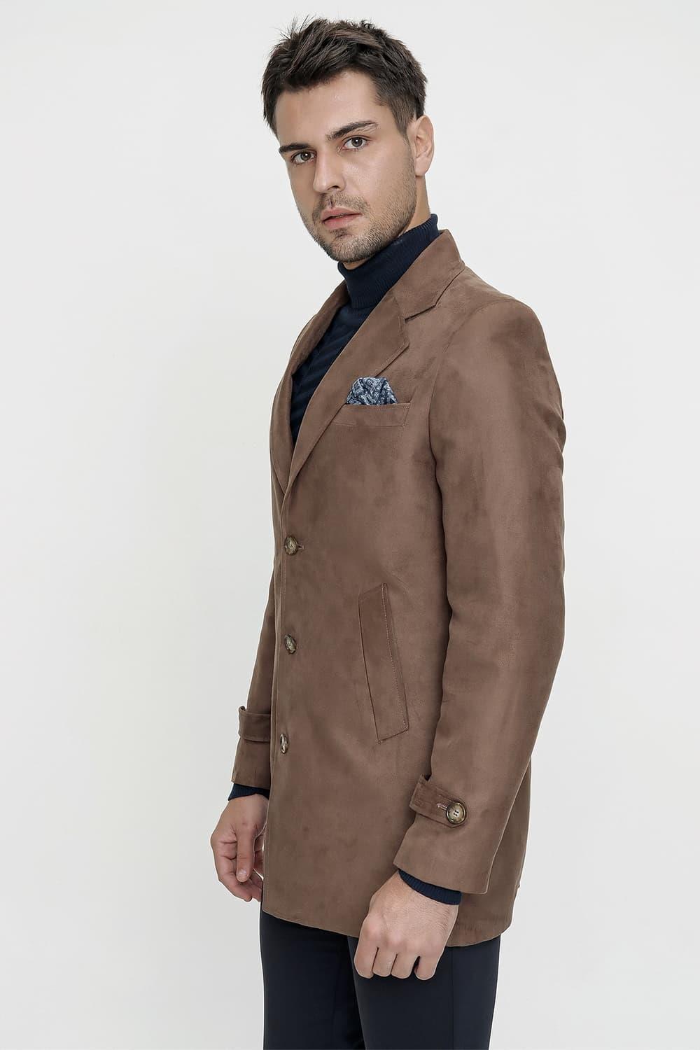 KA 069 Slim Fit Sütlü Kahve Spor Kaban