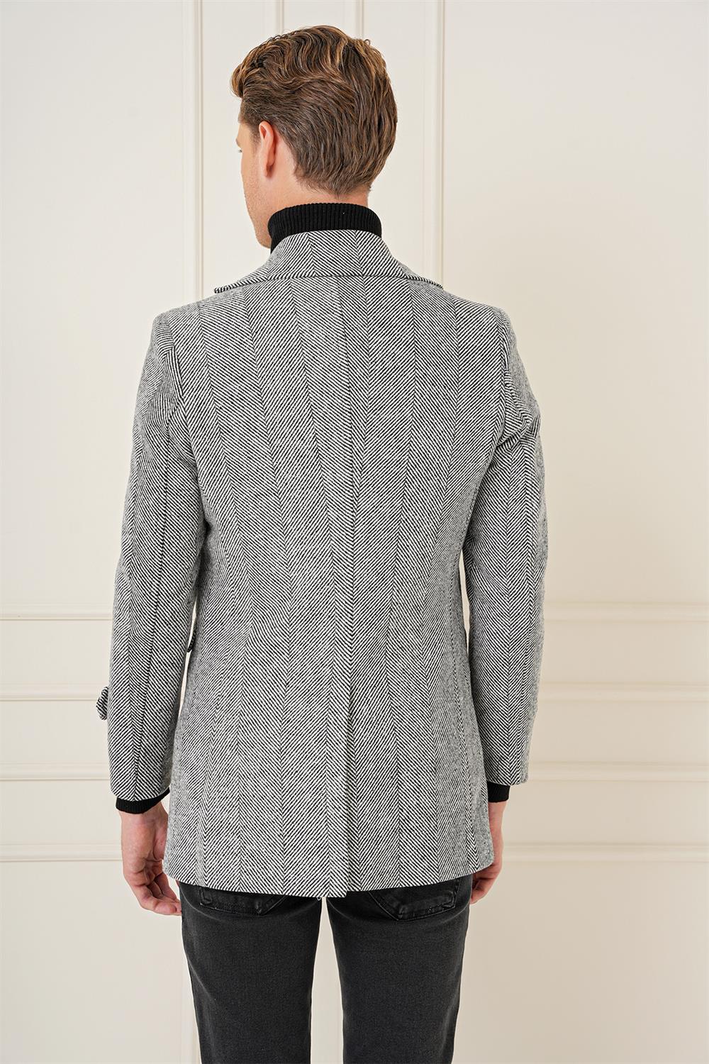 KA 082 Slim Fit Açık Gri Spor Kaban