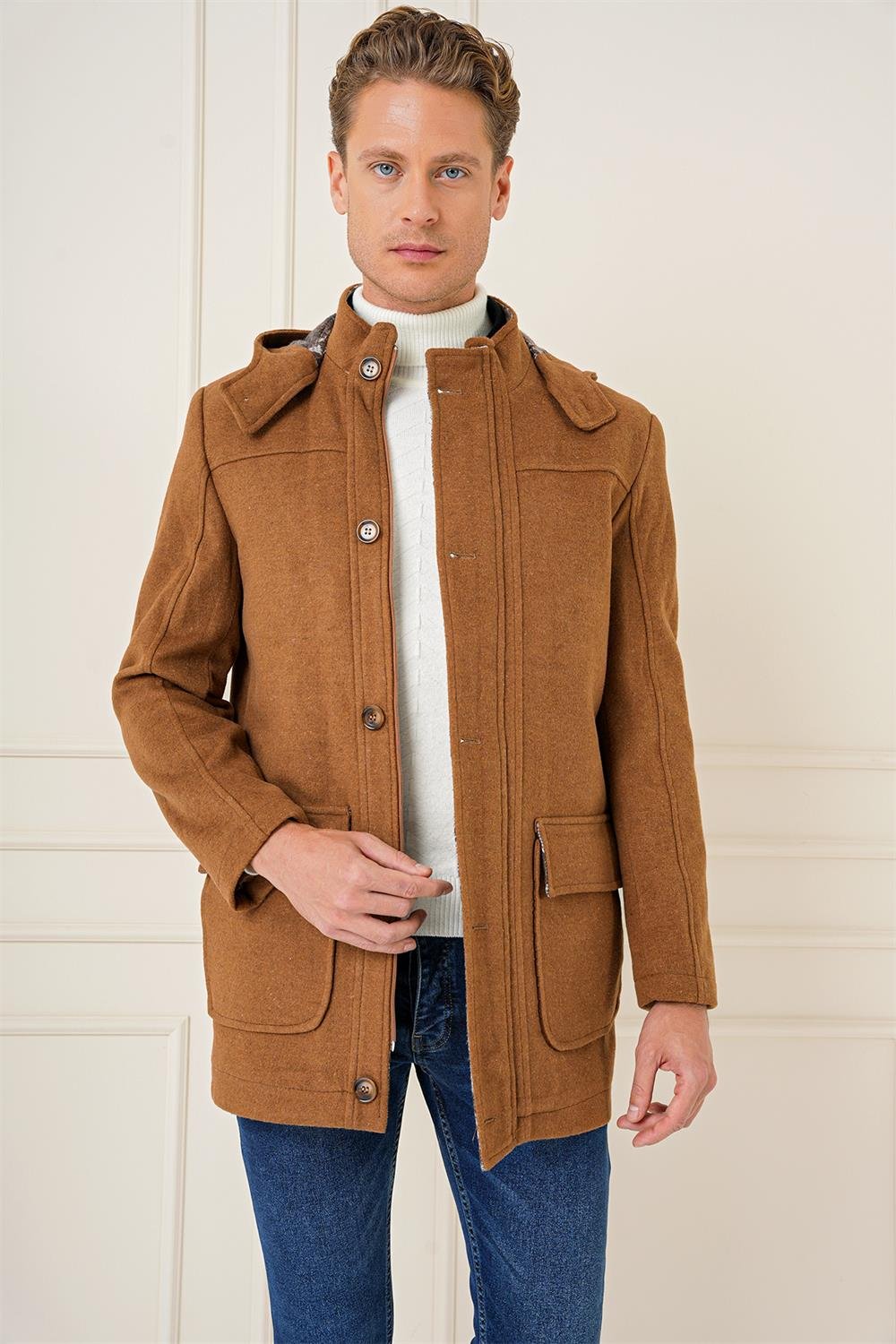 KA 083 Slim Fit Camel Spor Kaban