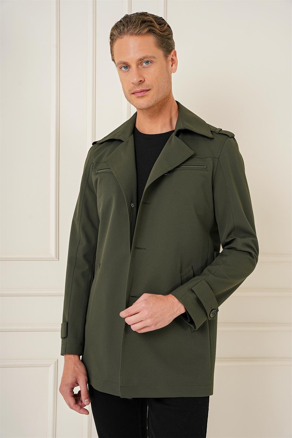 KA 086 Slim Fit Haki Spor Kaban