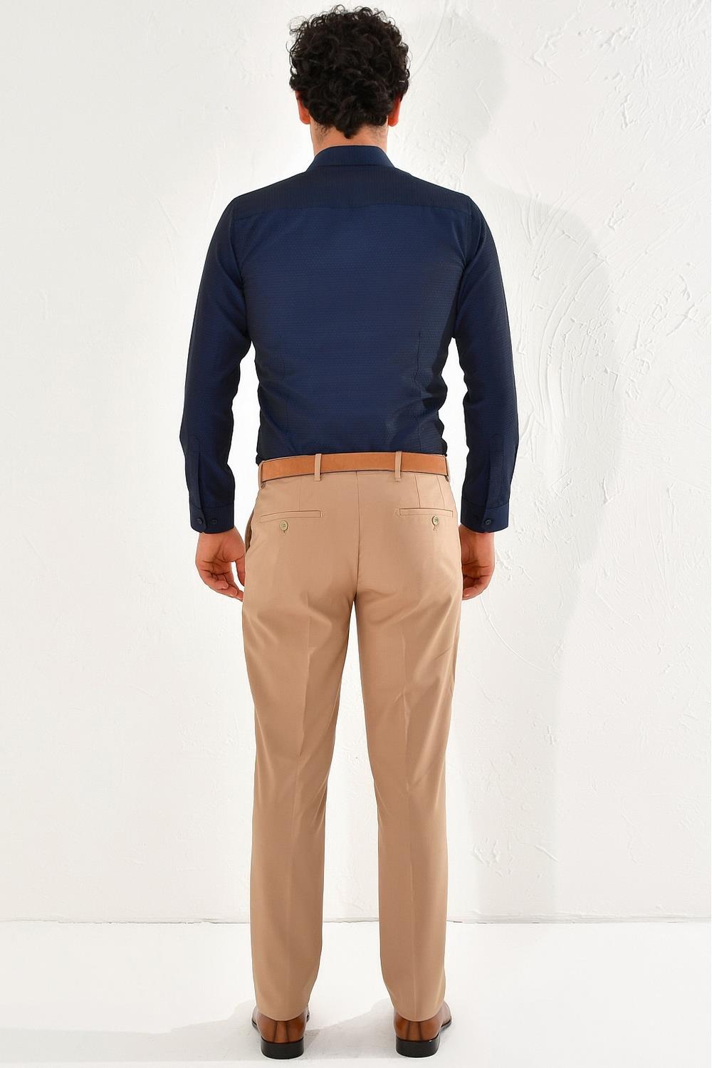 P 1061 Slim Fit Bej Klasik Pantolon