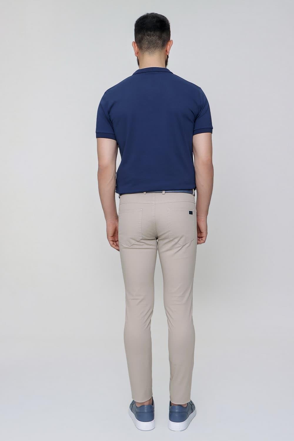 P 1087 Slim Fit Bej Spor Pantolon
