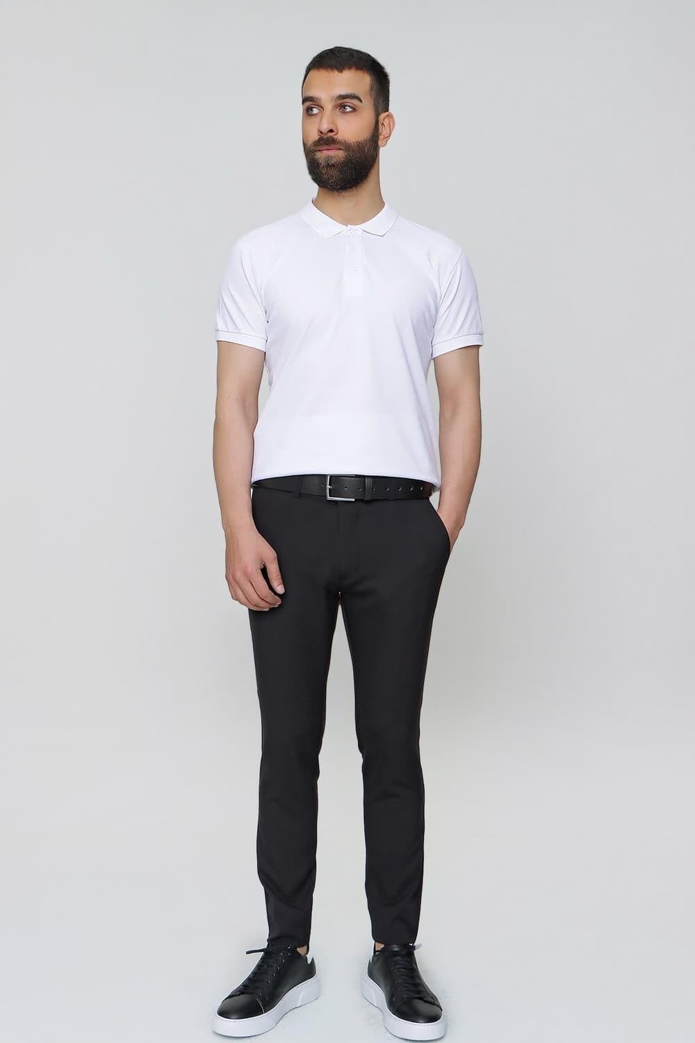 P 1088 Slim Fit Yan Cep Esnek Pamuklu Casuel Siyah Pantolon