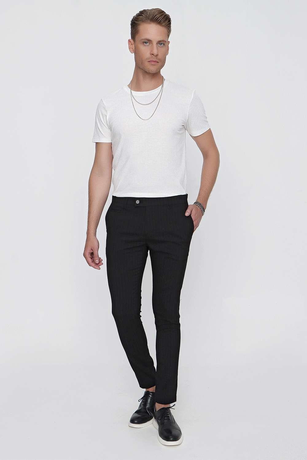 P 1096 Slim Fit Siyah Spor Pantolon