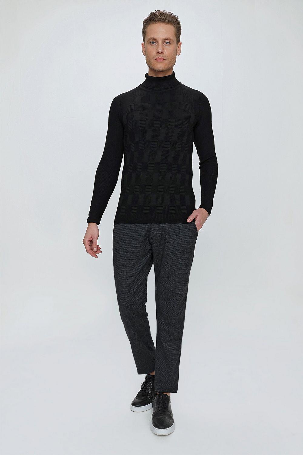 P 1106 Slim Fit Siyah Spor Pantolon