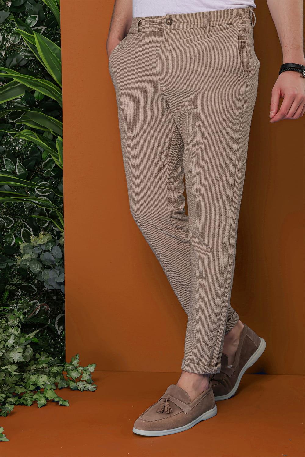 P 1113 Slim Fit Bej Spor Pantolon