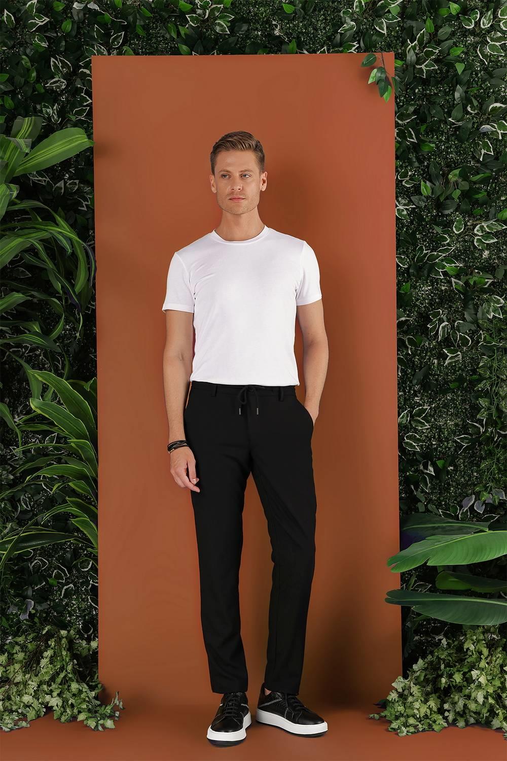 P 1117 Slim Fit Siyah Spor Pantolon