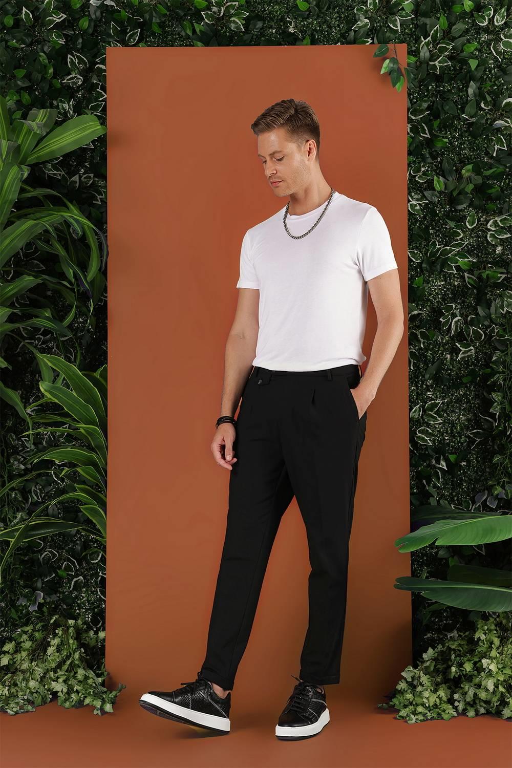 P 1119 Slim Fit Siyah Spor Pantolon
