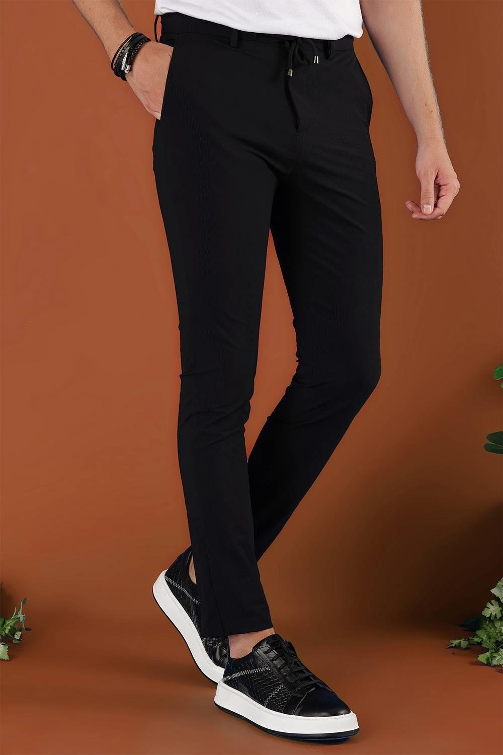 P 1121 Slim Fit Siyah Spor Pantolon