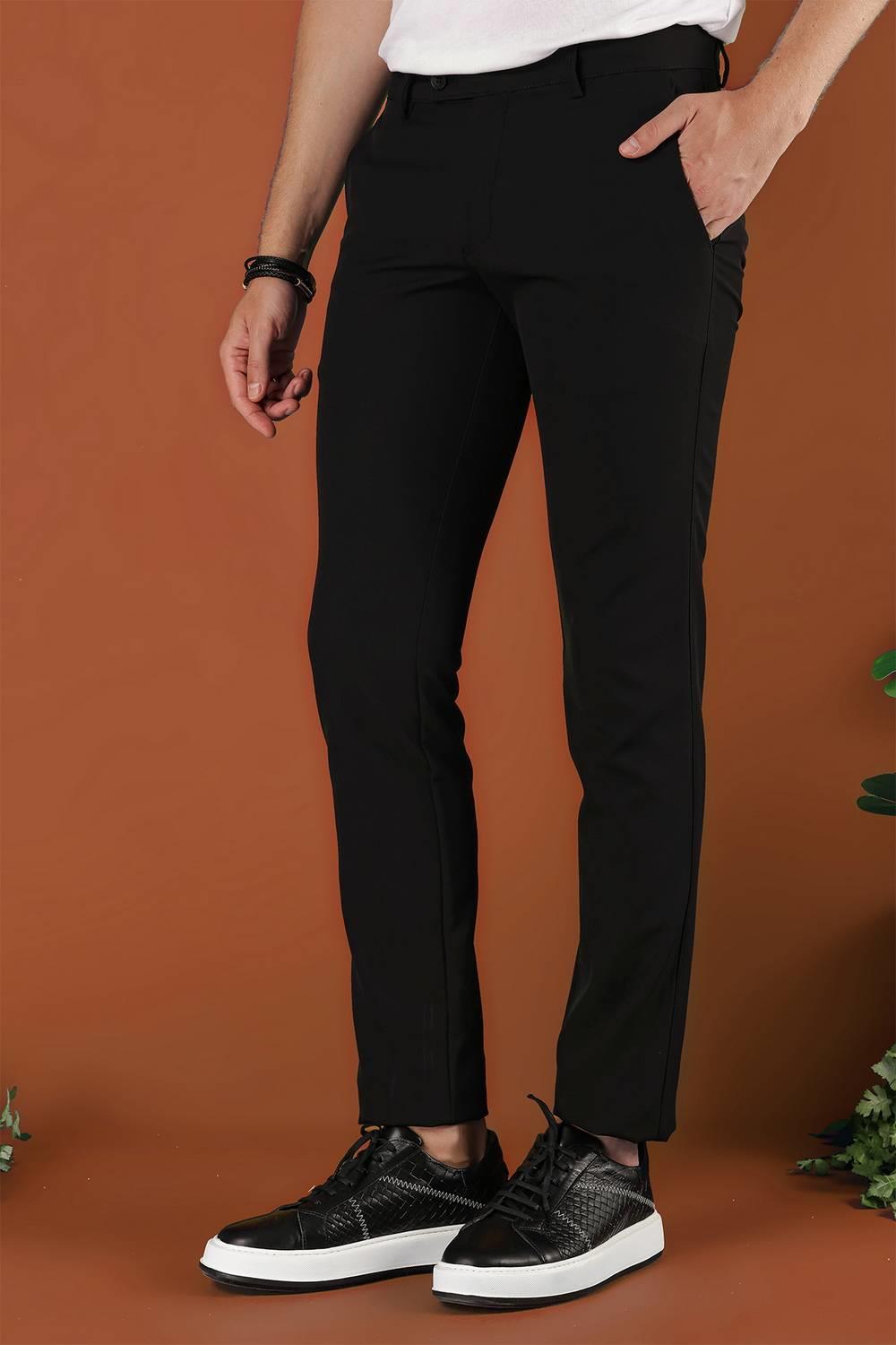 P 1123 Slim Fit Siyah Spor Pantolon