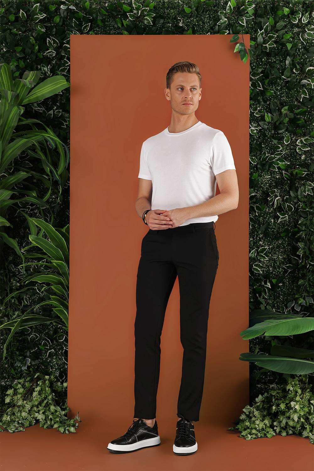 P 1123 Slim Fit Siyah Spor Pantolon