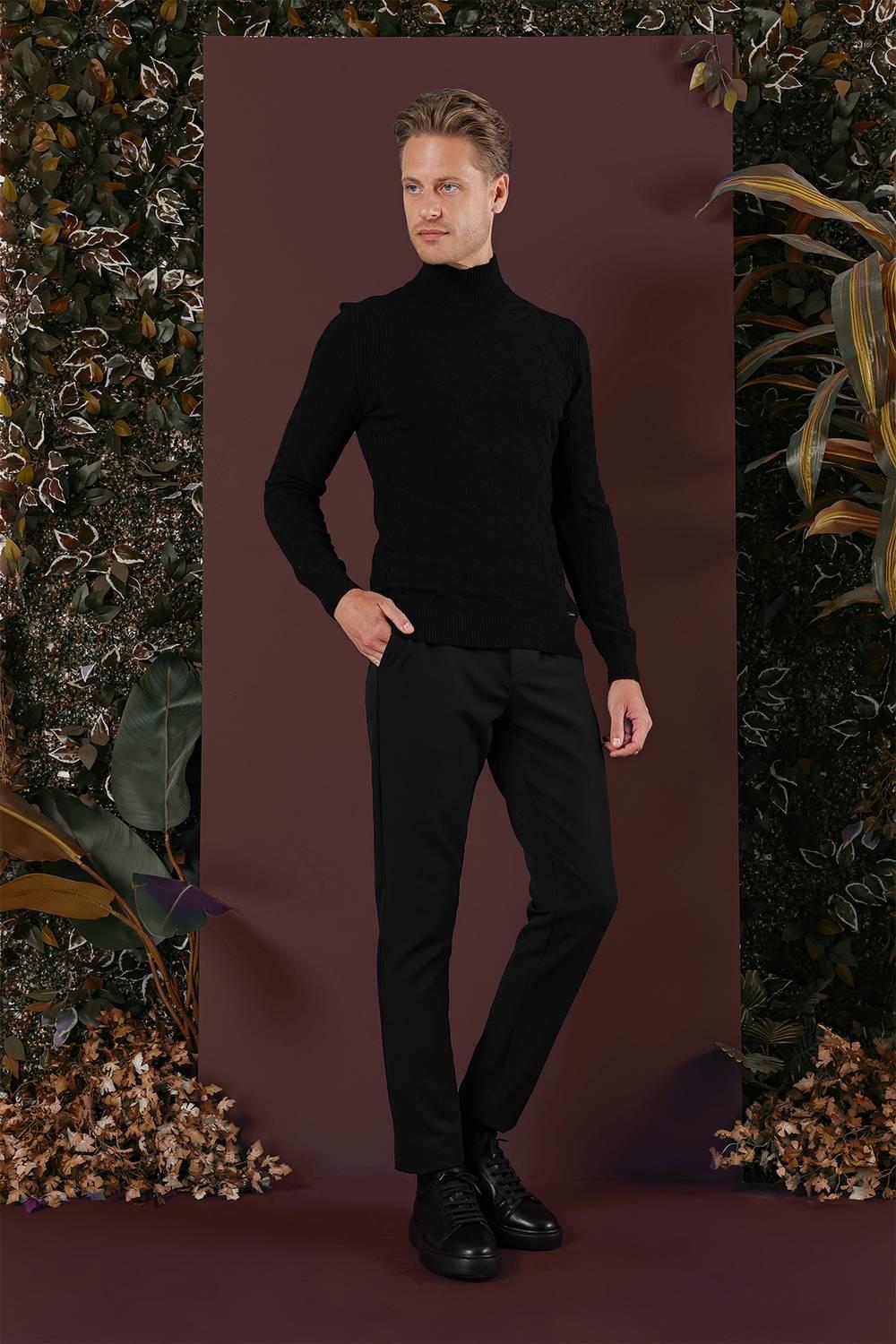 P 1135 Slim Fit Siyah Spor Pantolon