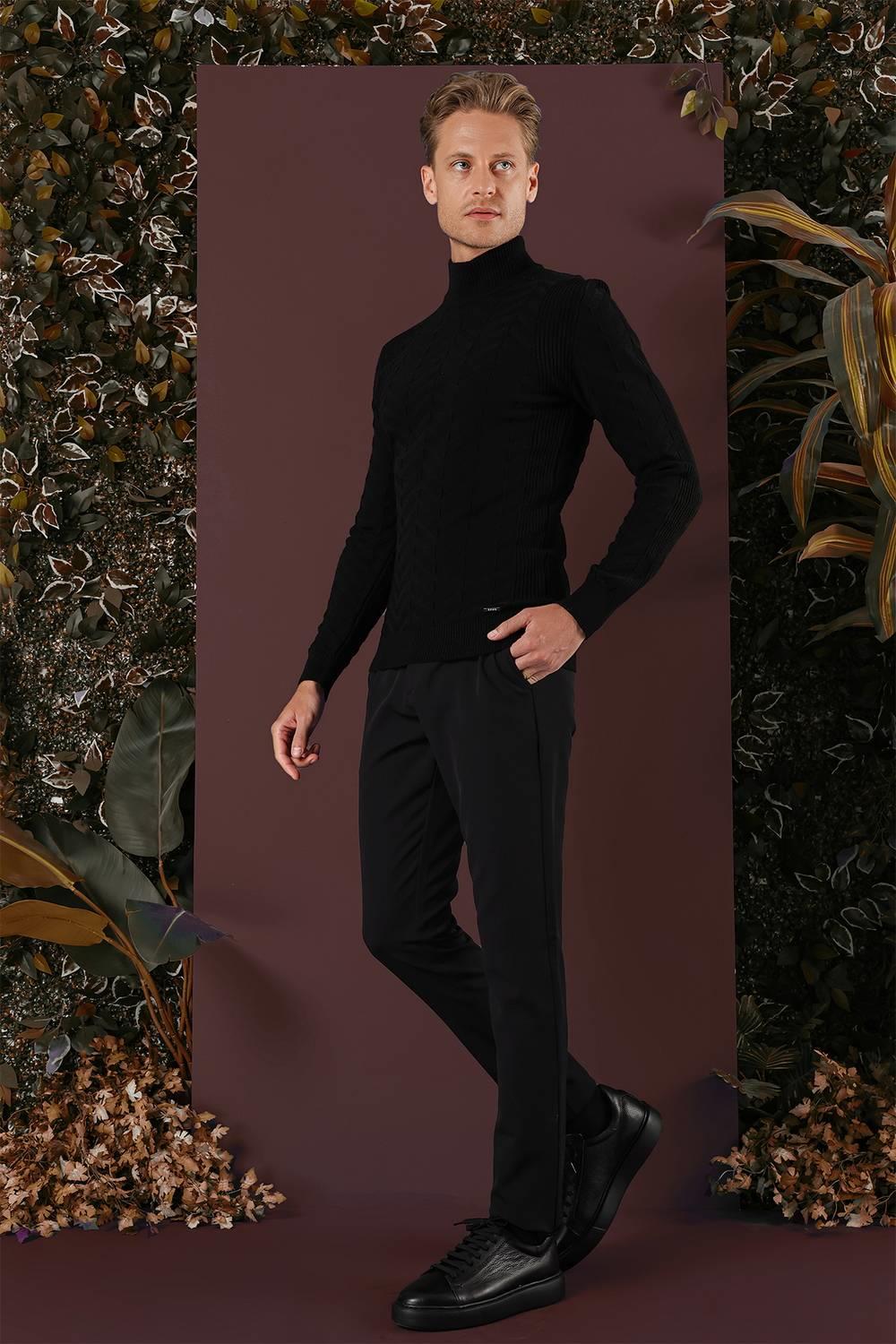 P 1135 Slim Fit Siyah Spor Pantolon