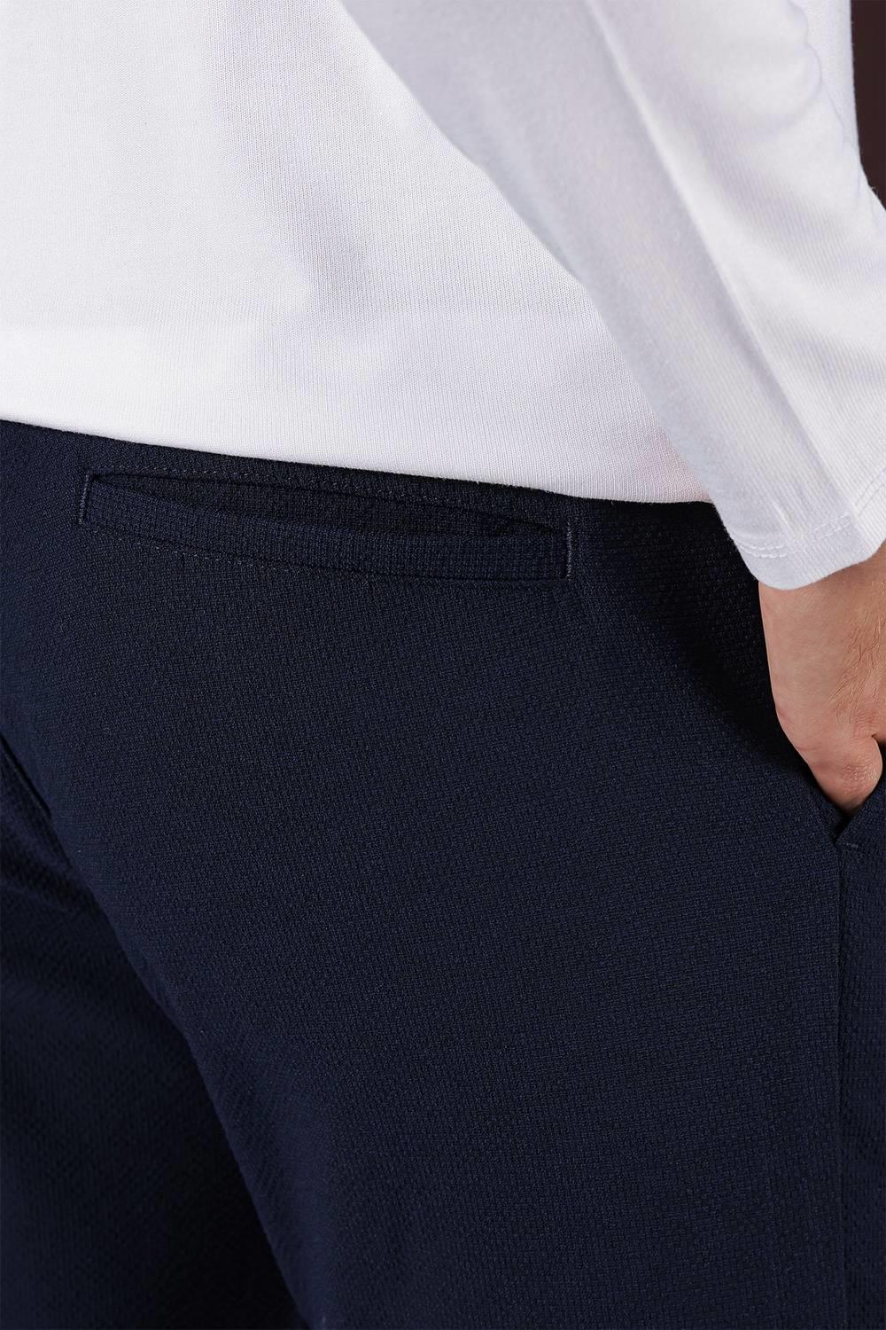 P 1139 Slim Fit Yan Cepli Dokulu Esnek Casuel Lacivert Pantolon