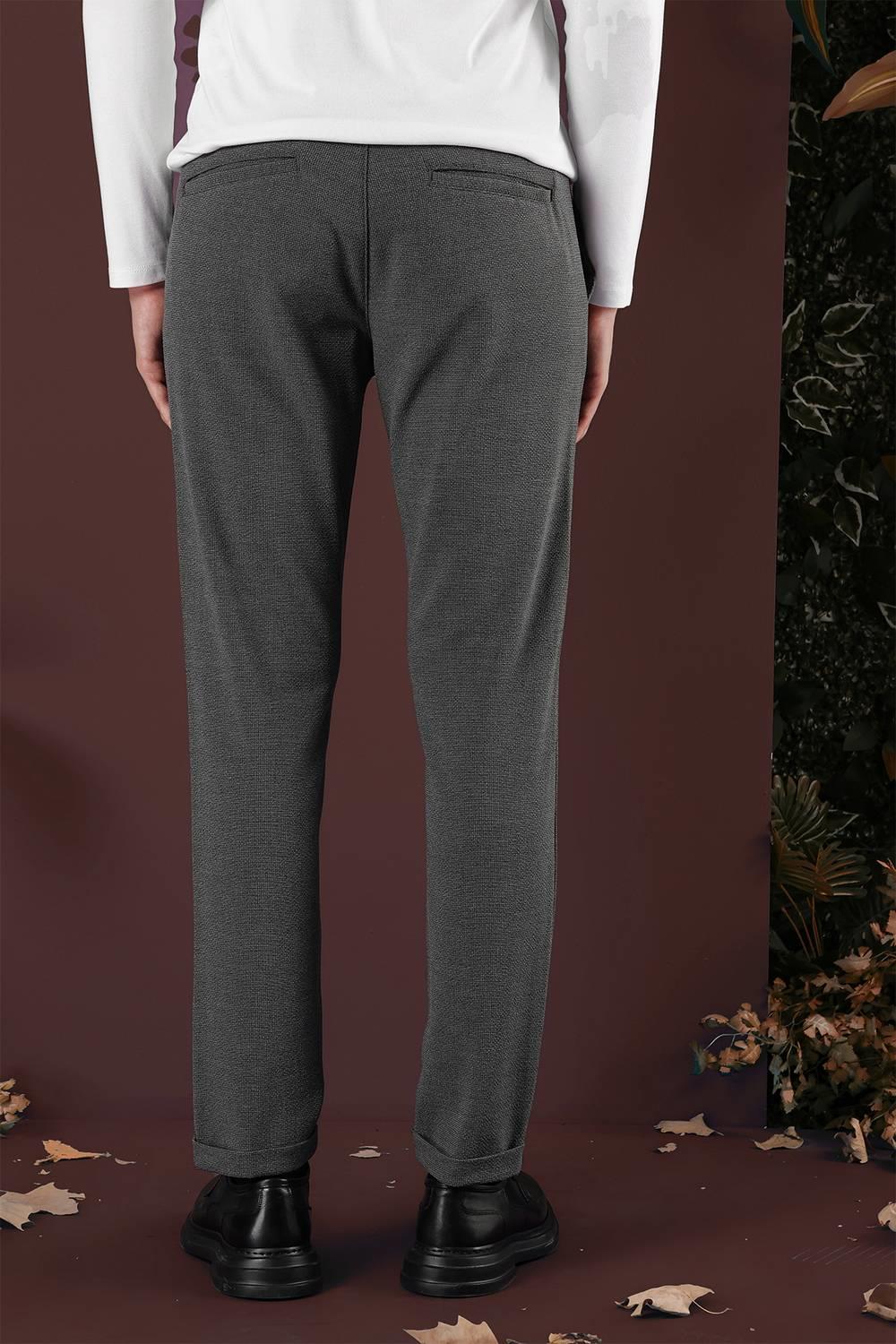 P 1139 Slim Fit Yan Cepli Dokulu Esnek Casuel Antrasit Pantolon