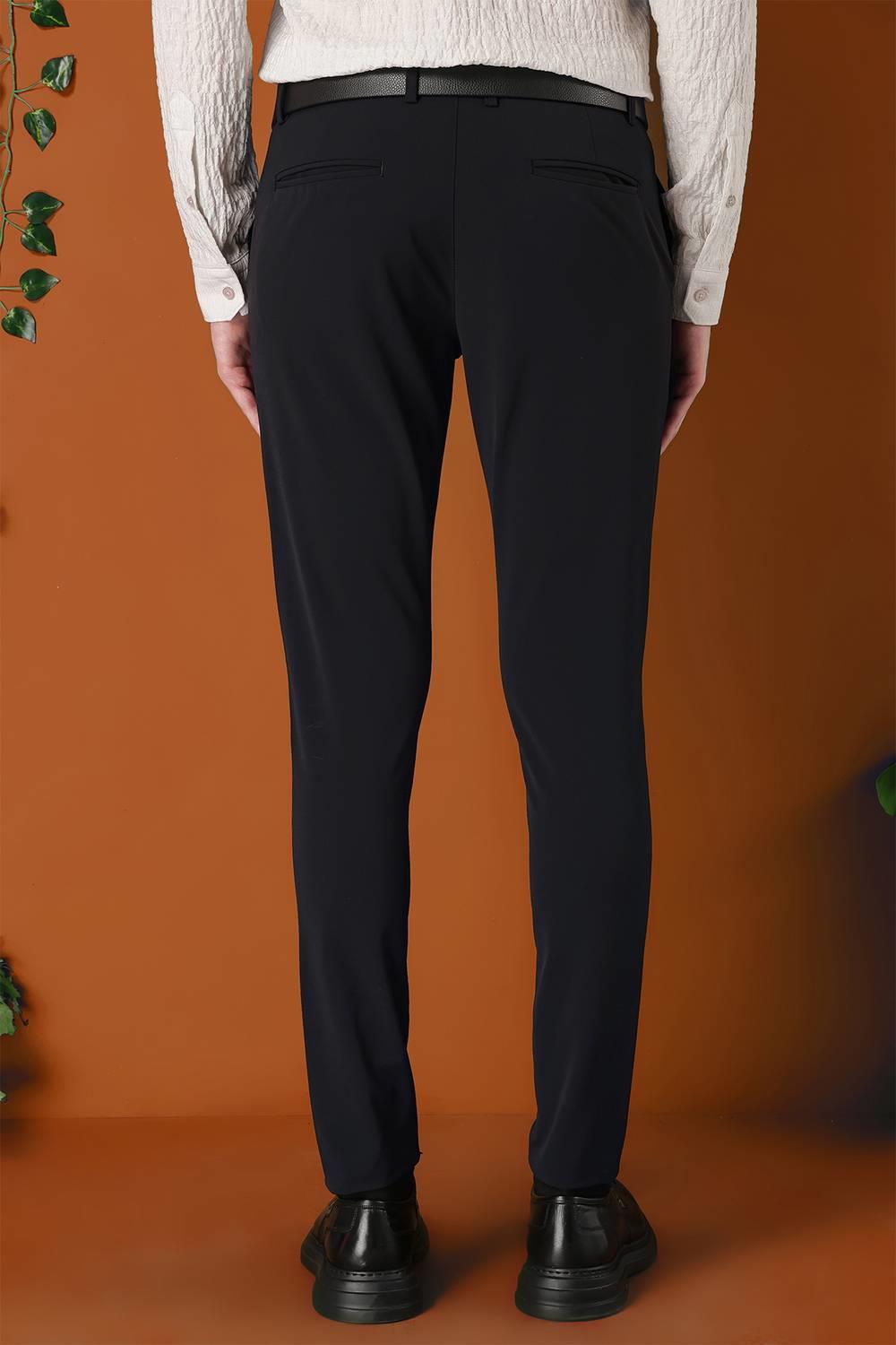 P 1144 Slim Fit Yan Cepli Düz Esnek Casuel Siyah Pantolon