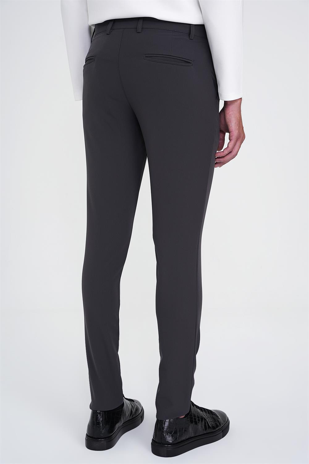 P 1144 Slim Fit Yan Cepli Düz Esnek Casuel Antrasit Pantolon