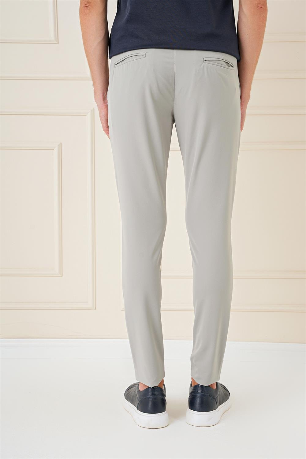 P 1144 Slim Fit Yan Cepli Düz Esnek Casuel Çağla Pantolon