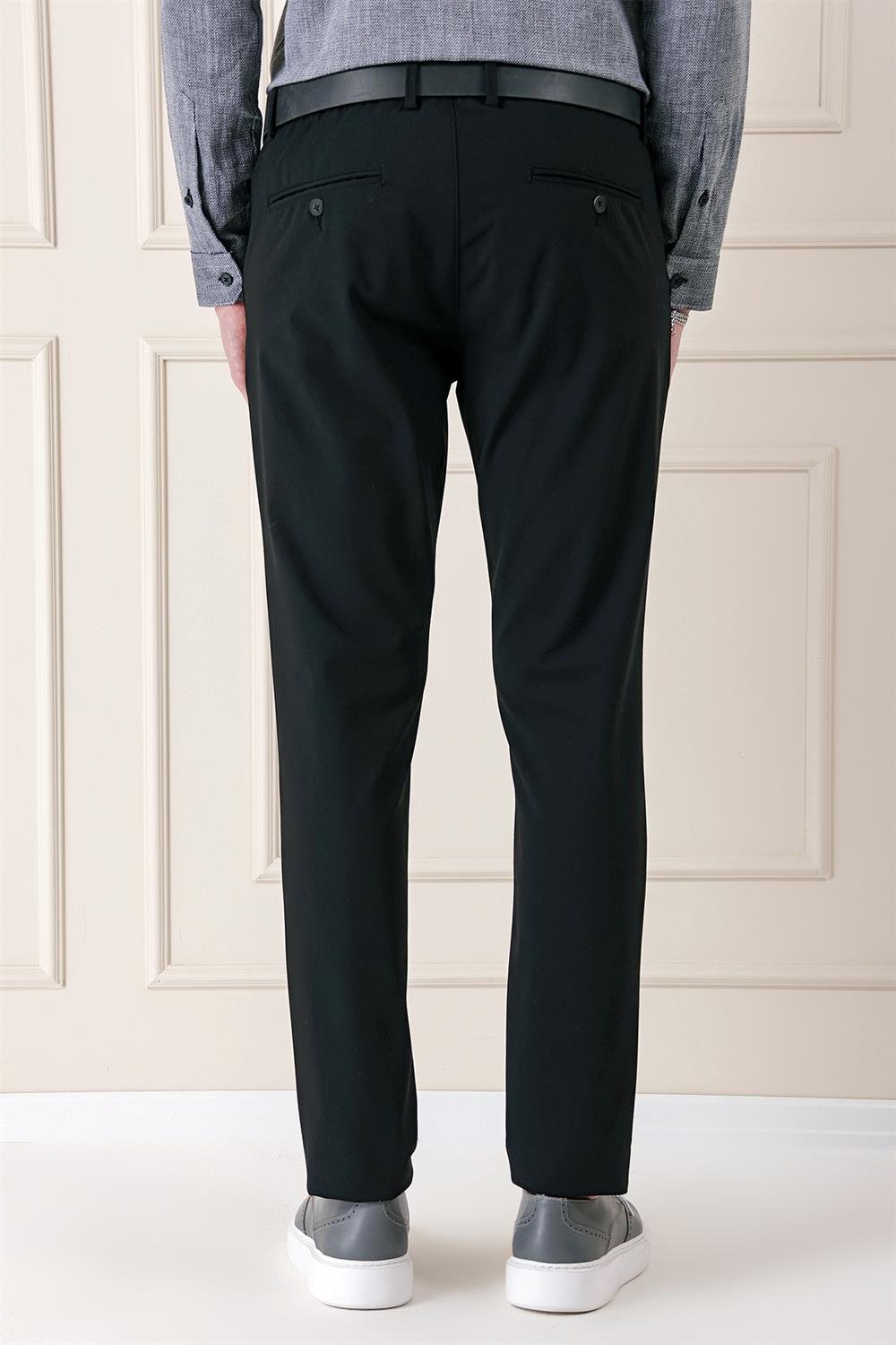 P 1146 Comfort Fit Yan Cep Pamuk Gabardin Casuel Siyah Pantolon