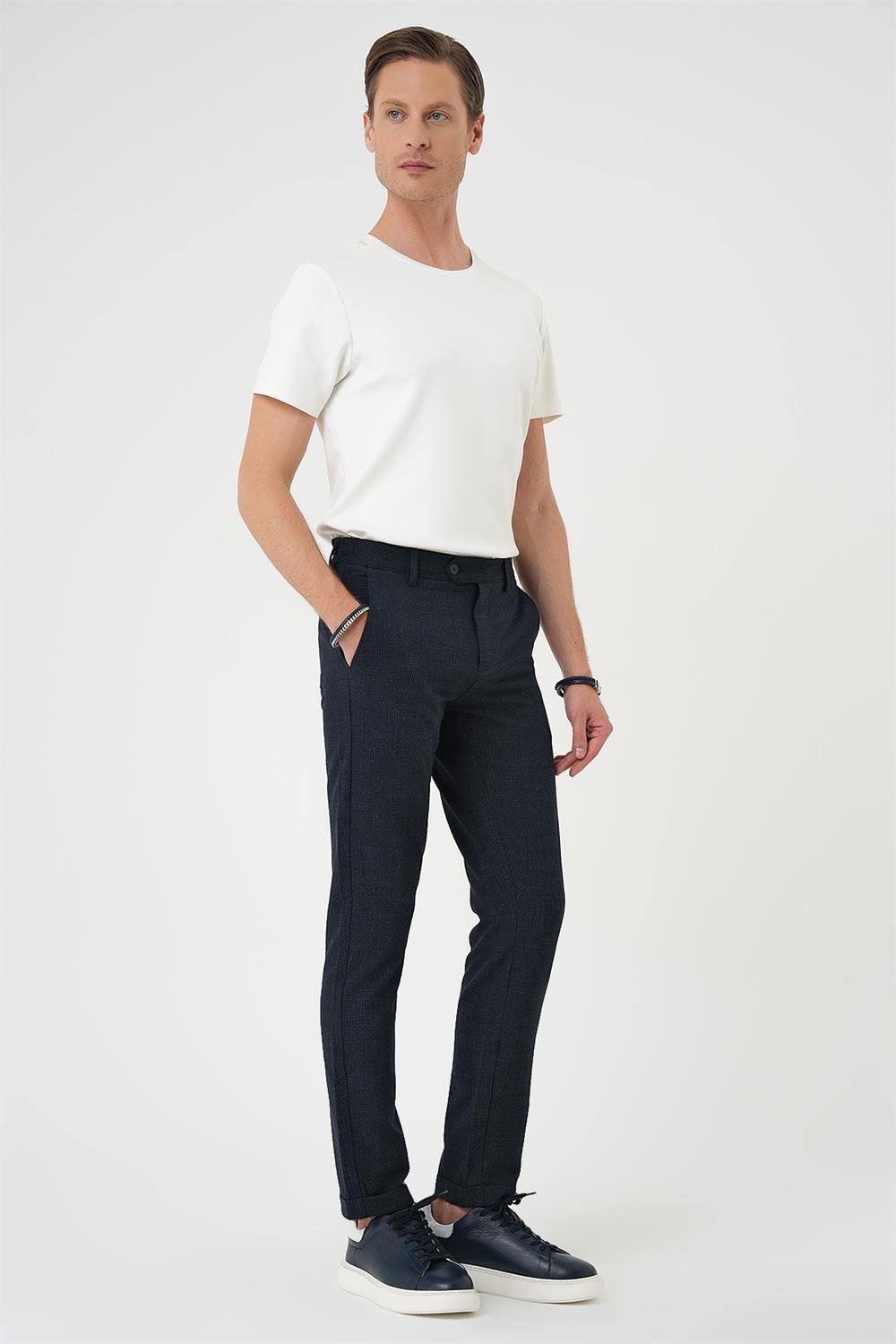 P 1149 Slim Fit Lacivert-2 Klasik Pantolon