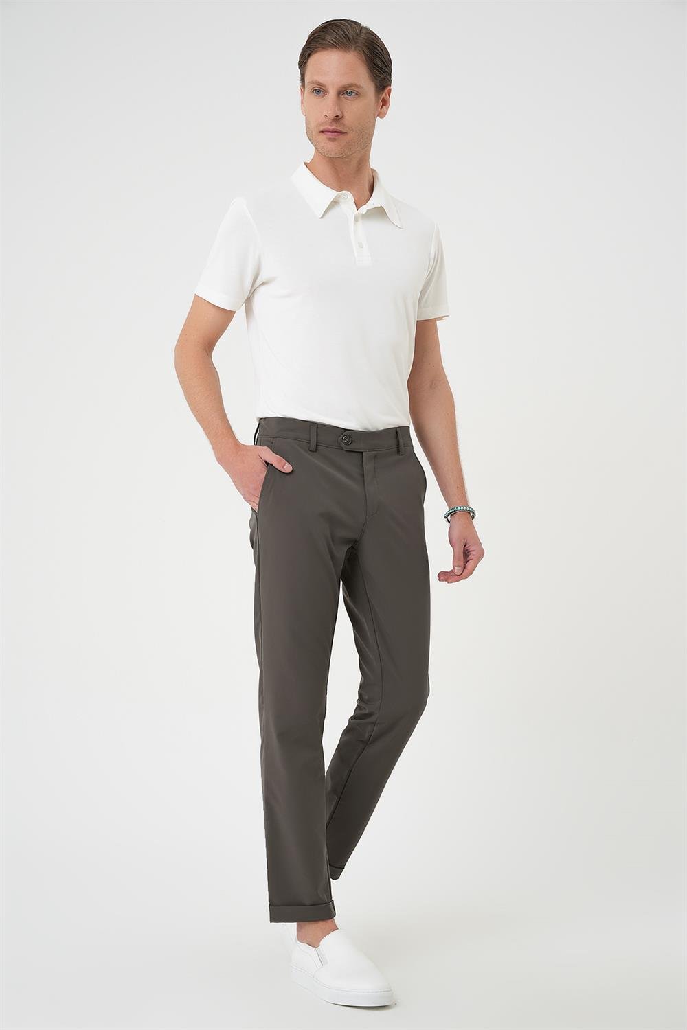 P 1150 Slim Fit Haki Klasik Pantolon
