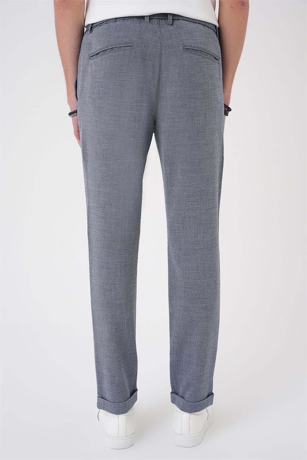 P 1154 Comfort Fit Belden Kumaş Kemerli Pamuk Koyu Gri Jogger Pantolon