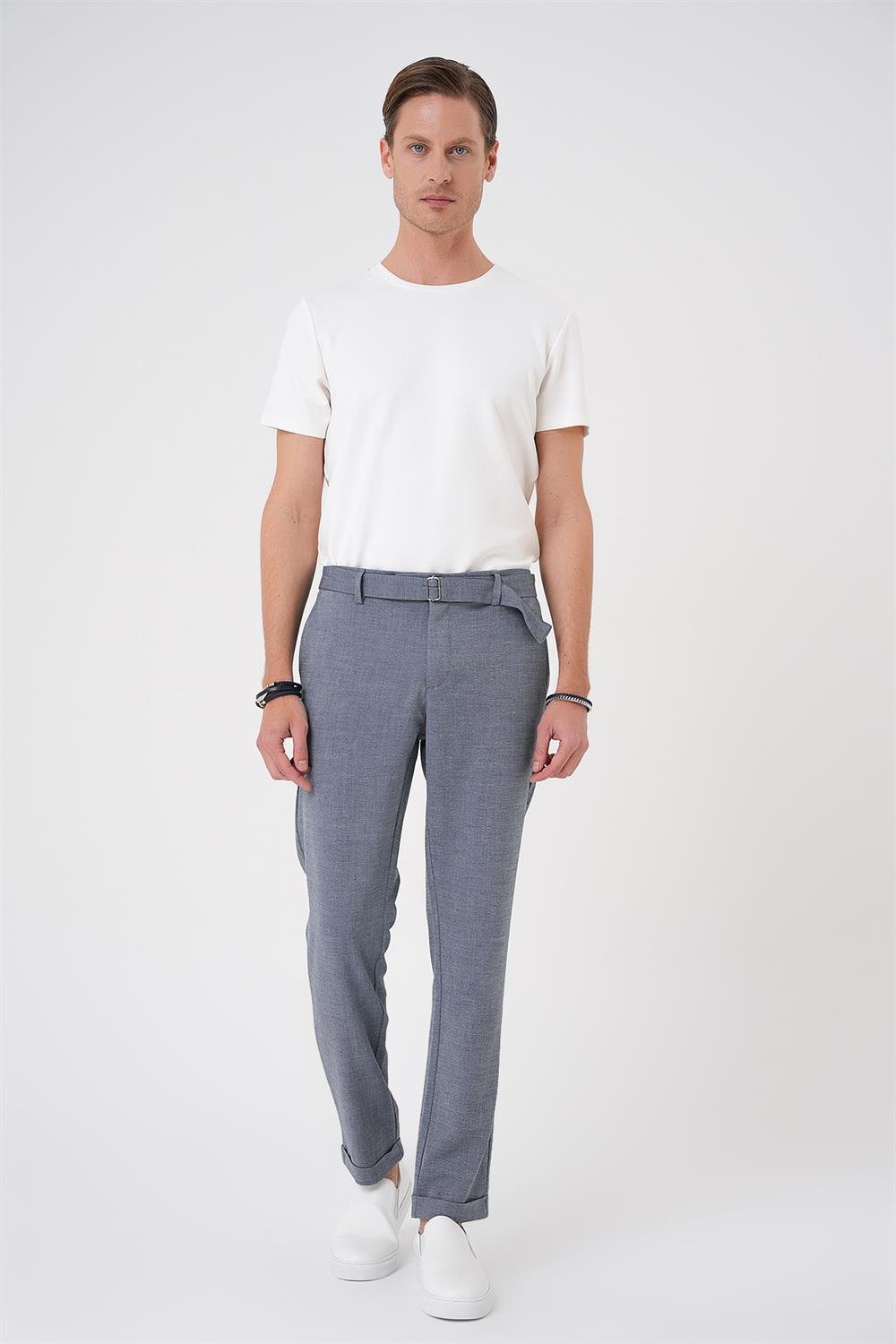 P 1154 Slim Fit Koyu Gri Klasik Pantolon