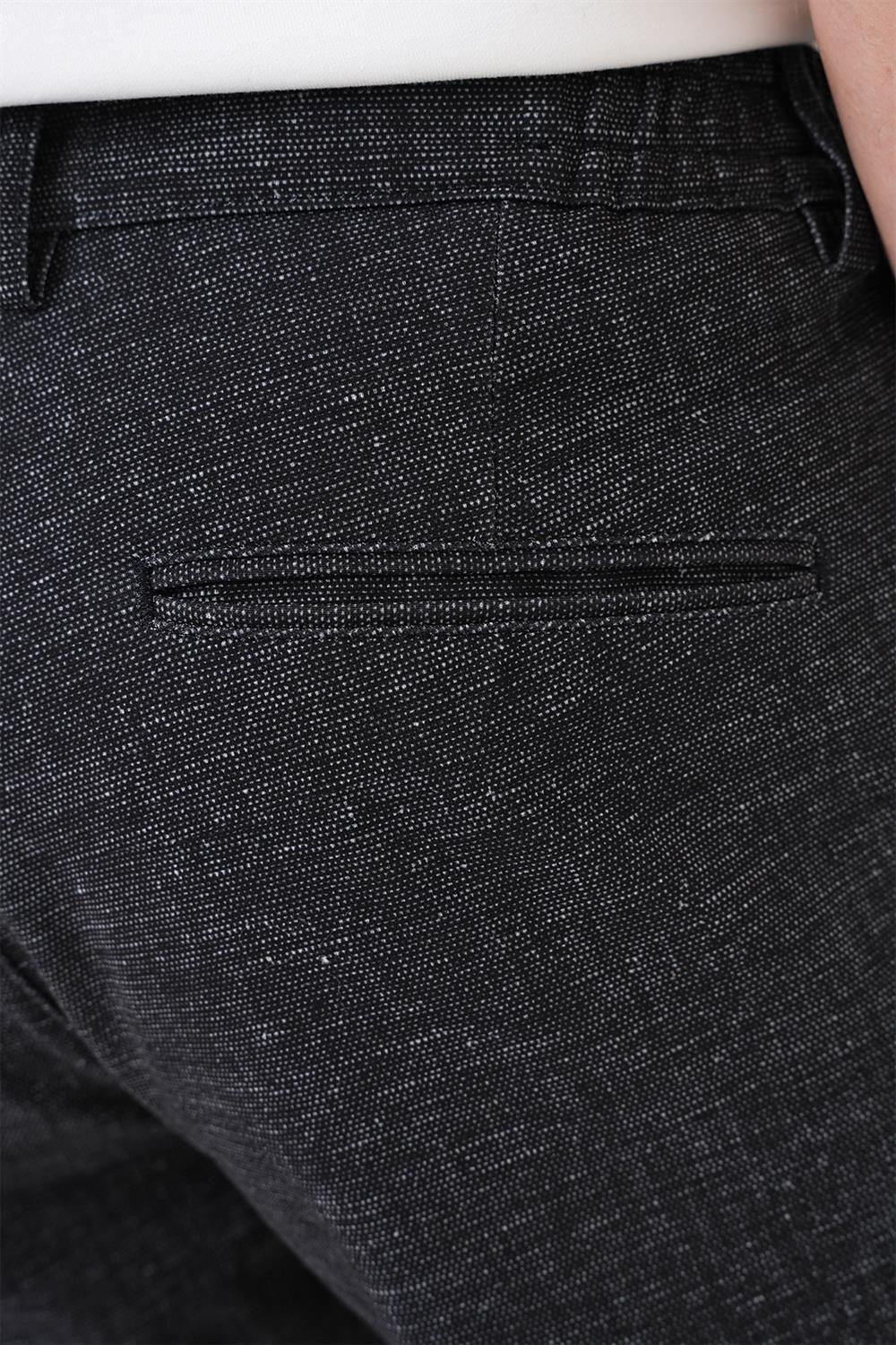 P 1176 Comfort Fit Kırçıllı Beli Lastikli Siyah Jogger Pantolon