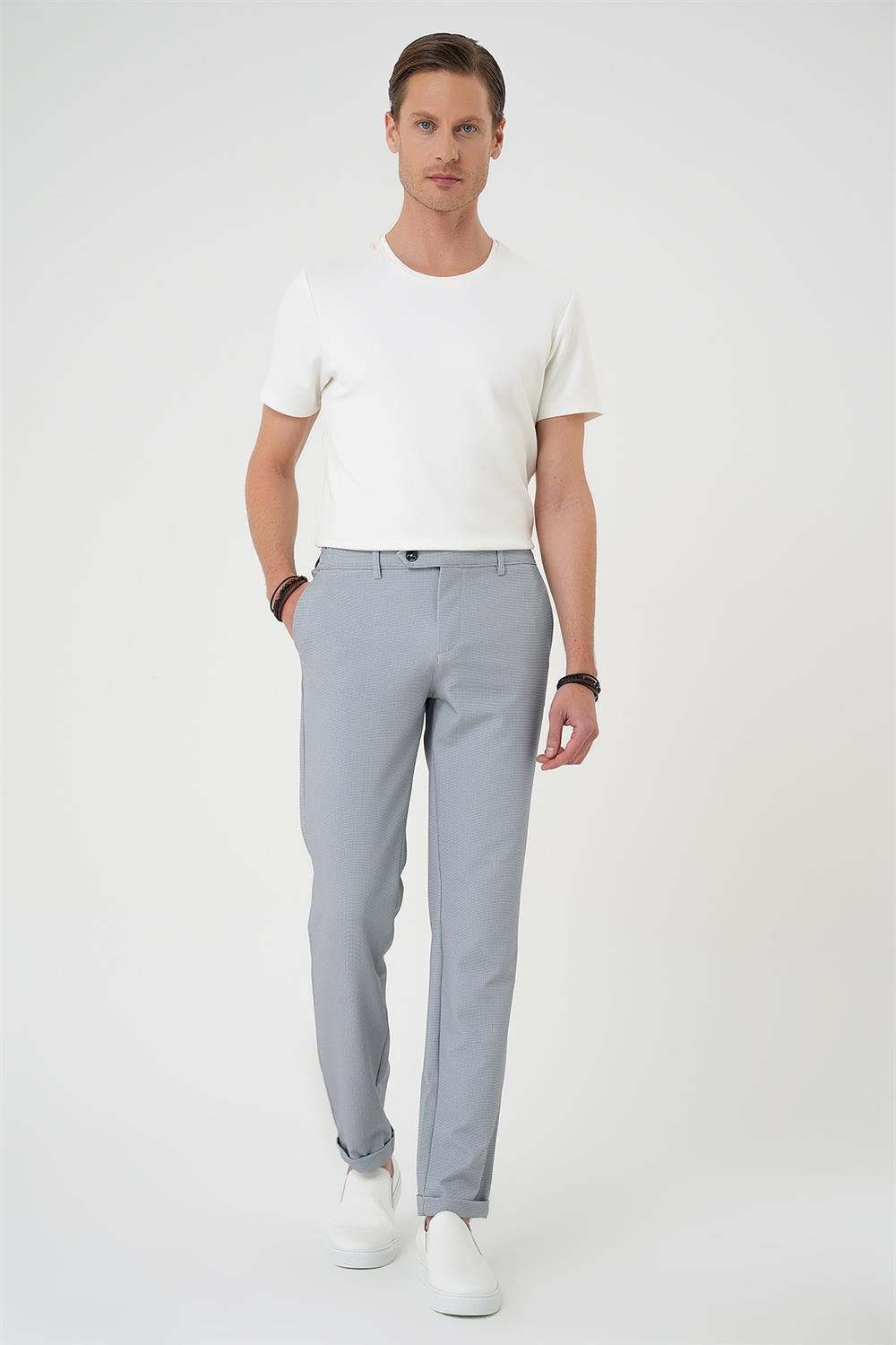 P 1181 Comfort Fit Beli Lastikli Gri Jogger Pantolon 