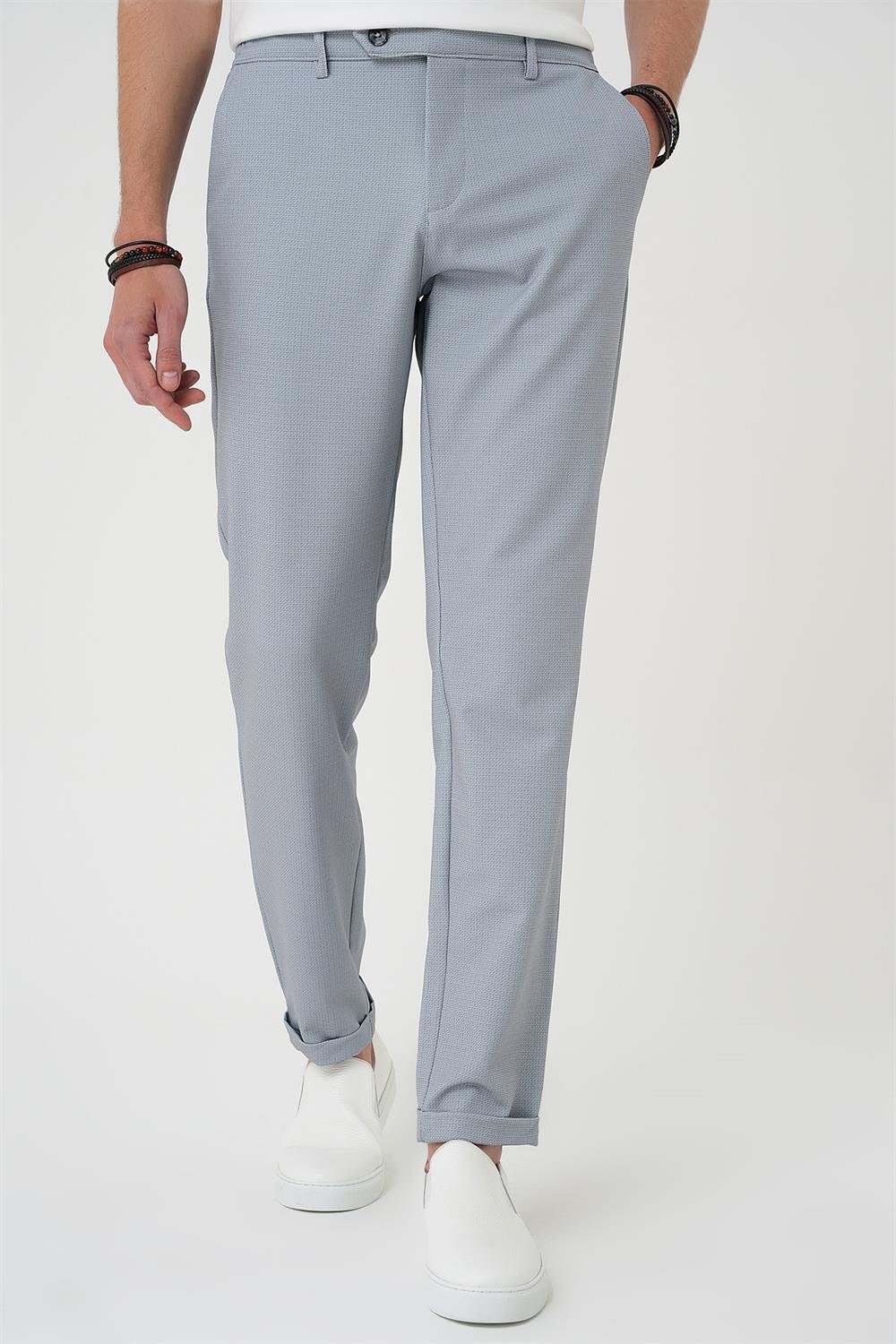 P 1181 Comfort Fit Beli Lastikli Gri Jogger Pantolon 