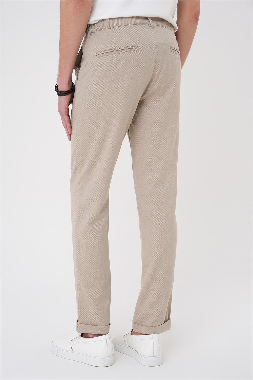 P 1183 Comfort Fit Beli Lastikli Bej Jogger Pantolon 