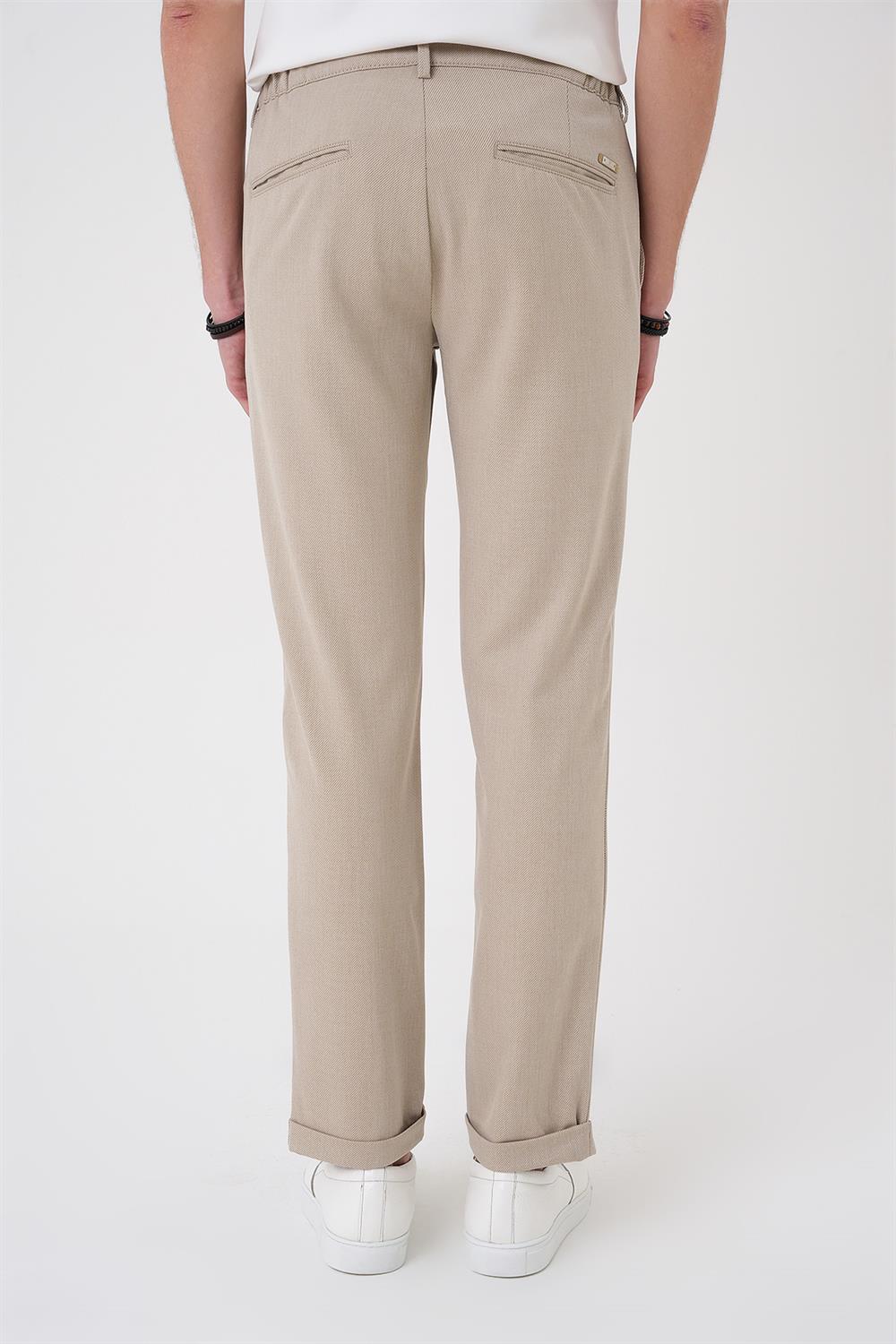 P 1183 Comfort Fit Beli Lastikli Bej Jogger Pantolon 